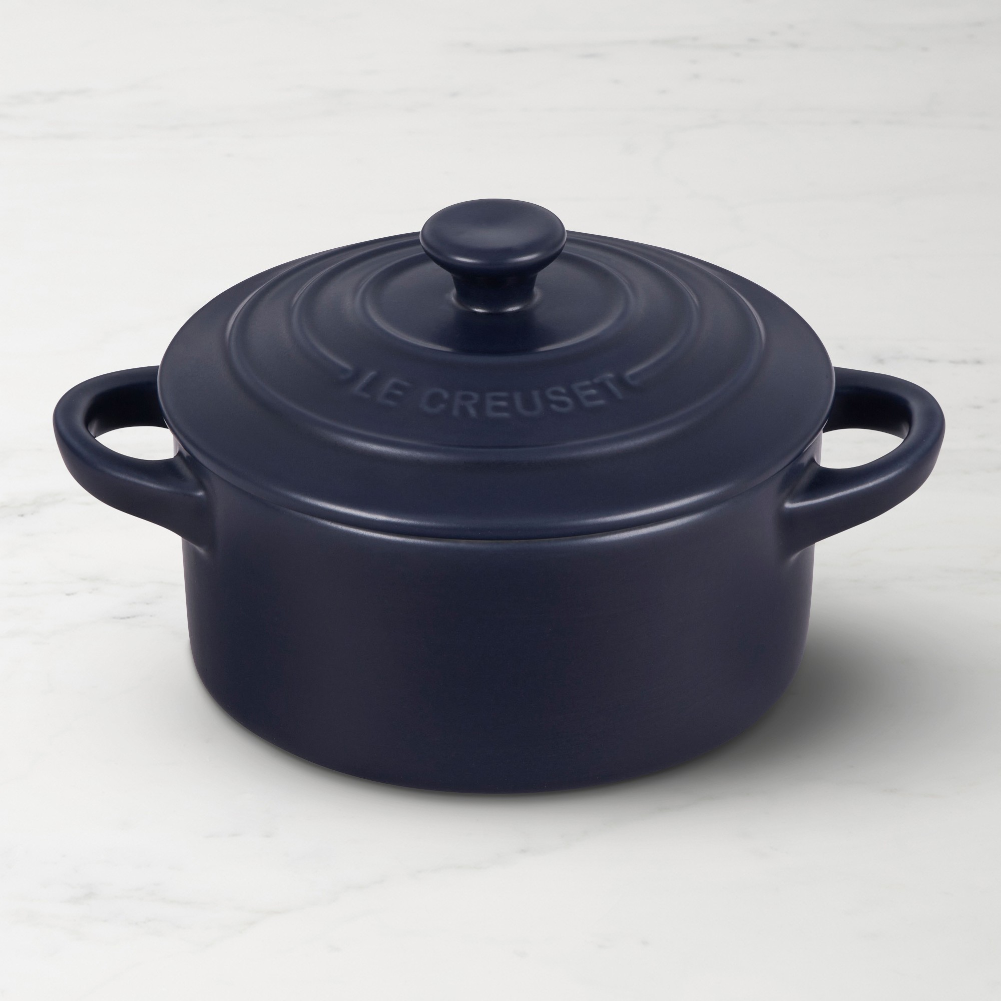 Le Creuset Stoneware Mini Round Cocotte, Matte Navy