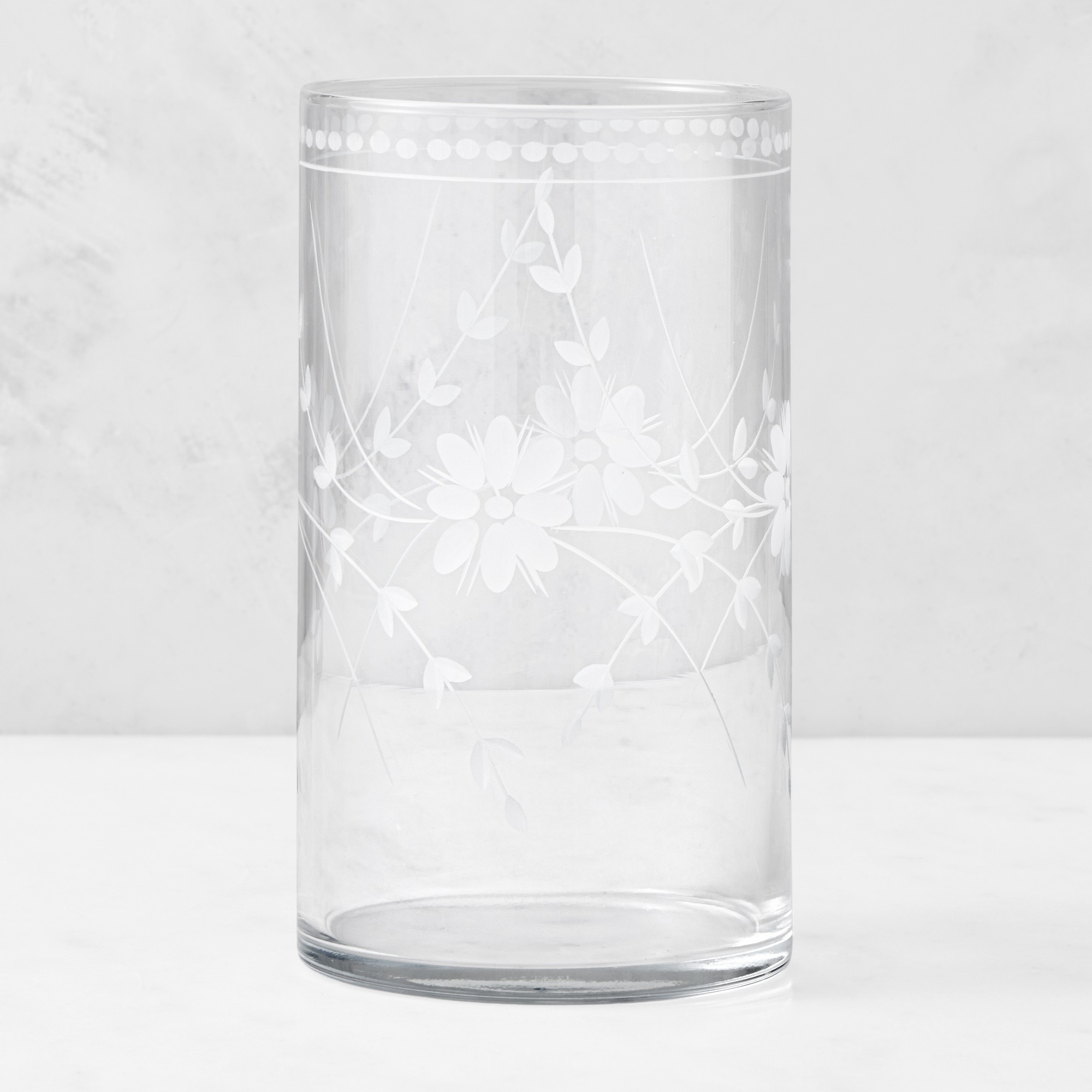 Vintage Etched Glass Vase
