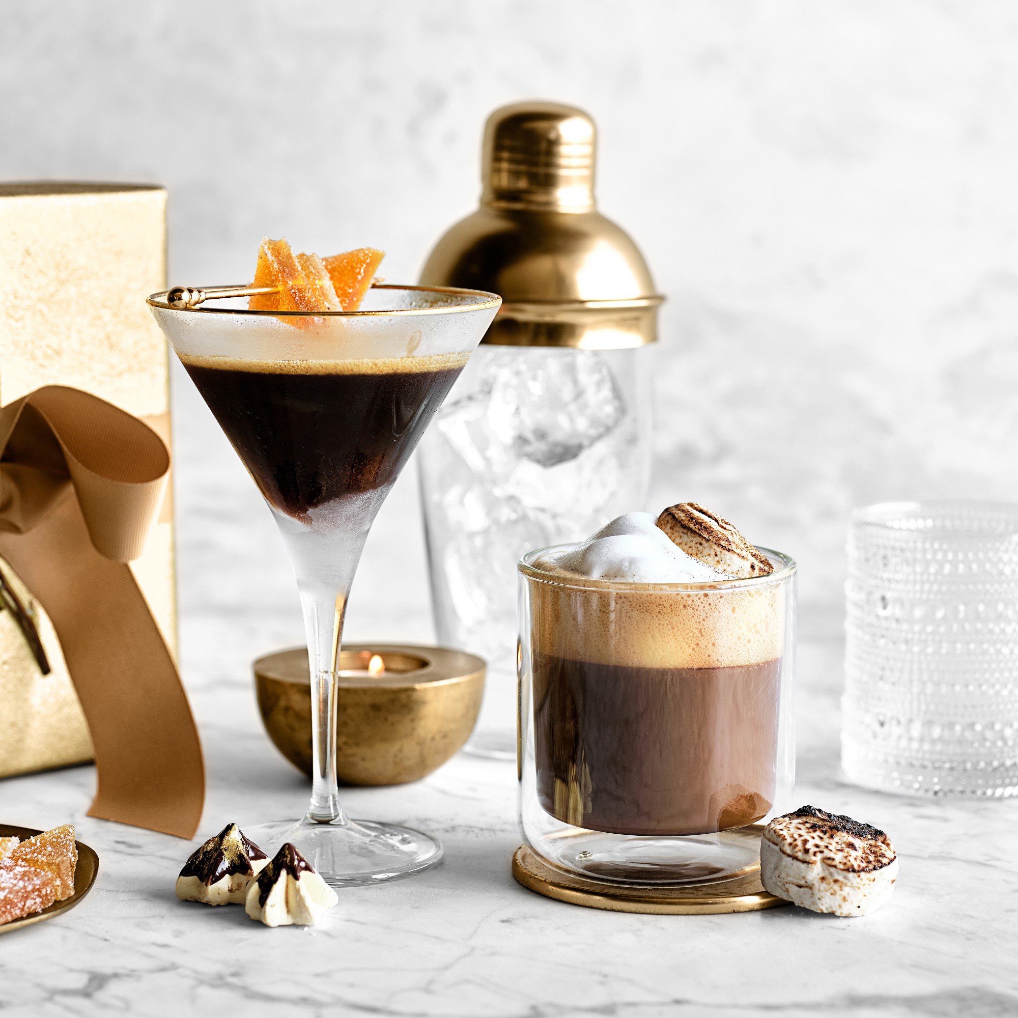 Gold Rim Martini Glasses, Set of 4