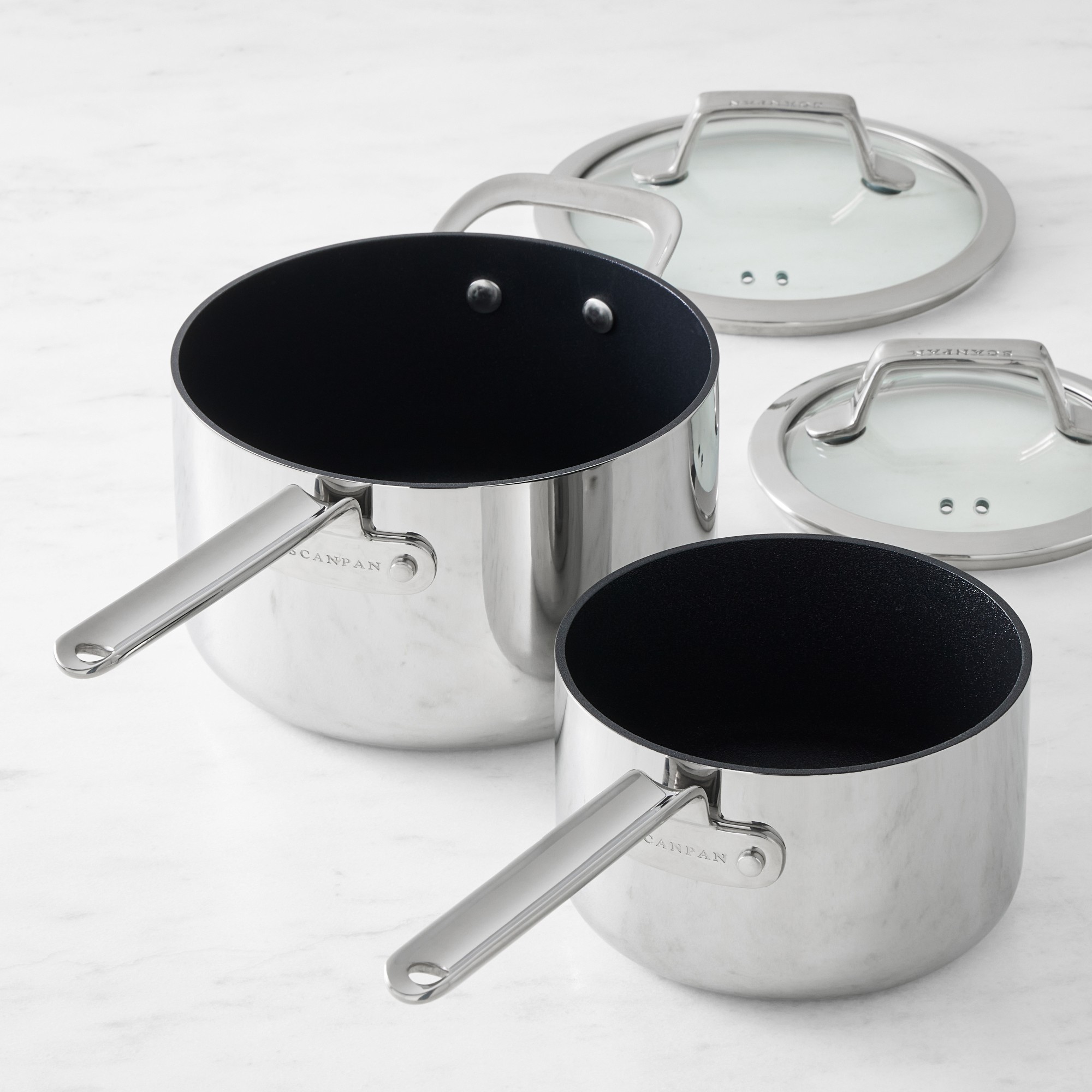 SCANPAN® TSS+ Stainless-Steel Nonstick Saucepan Set, 2-Qt. & 4-Qt.