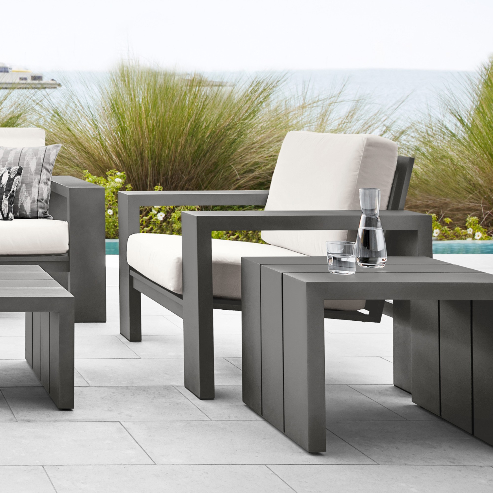 Larnaca Slate Grey Metal Outdoor Side Table (24