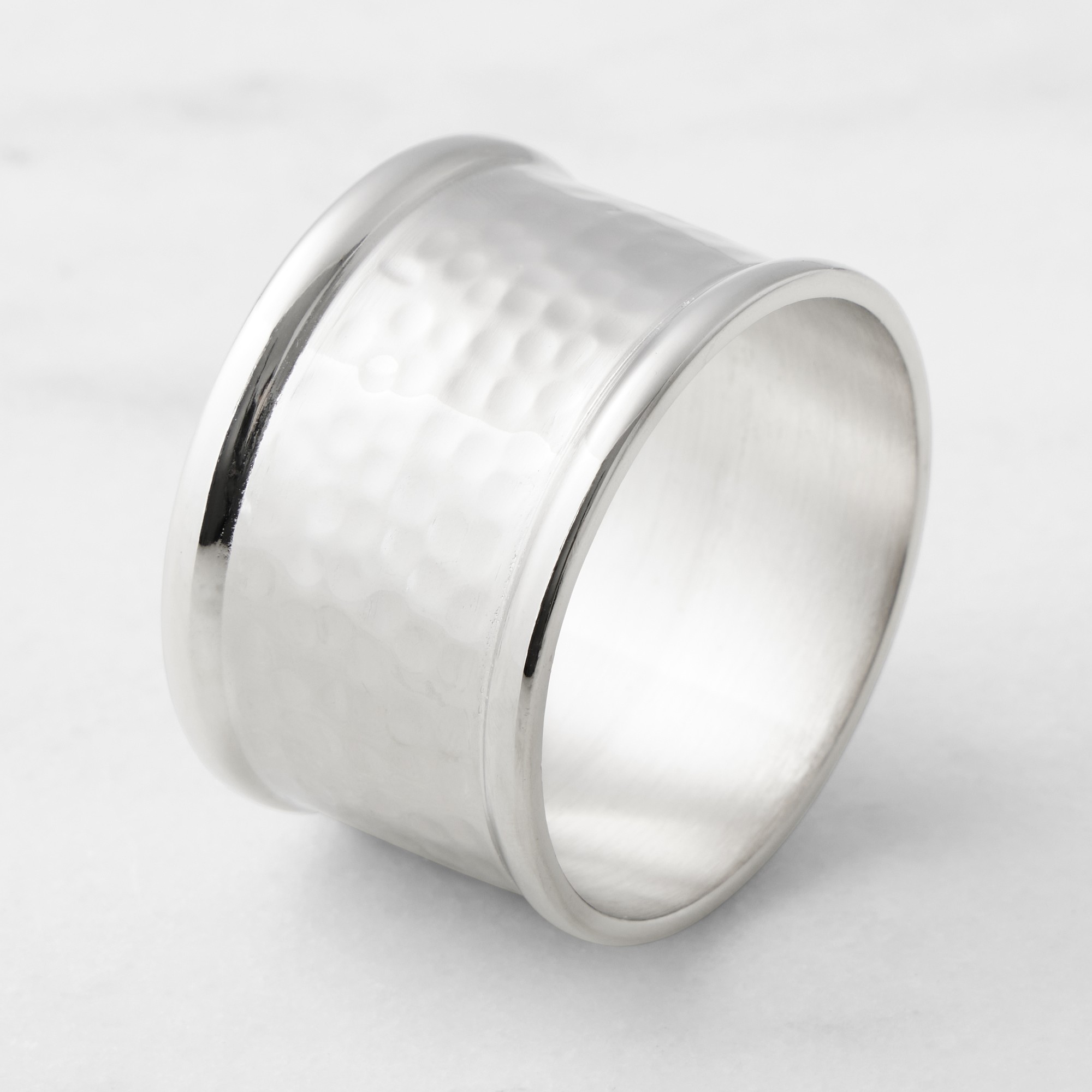 Hammered Nickel Napkin Rings, Set of 4