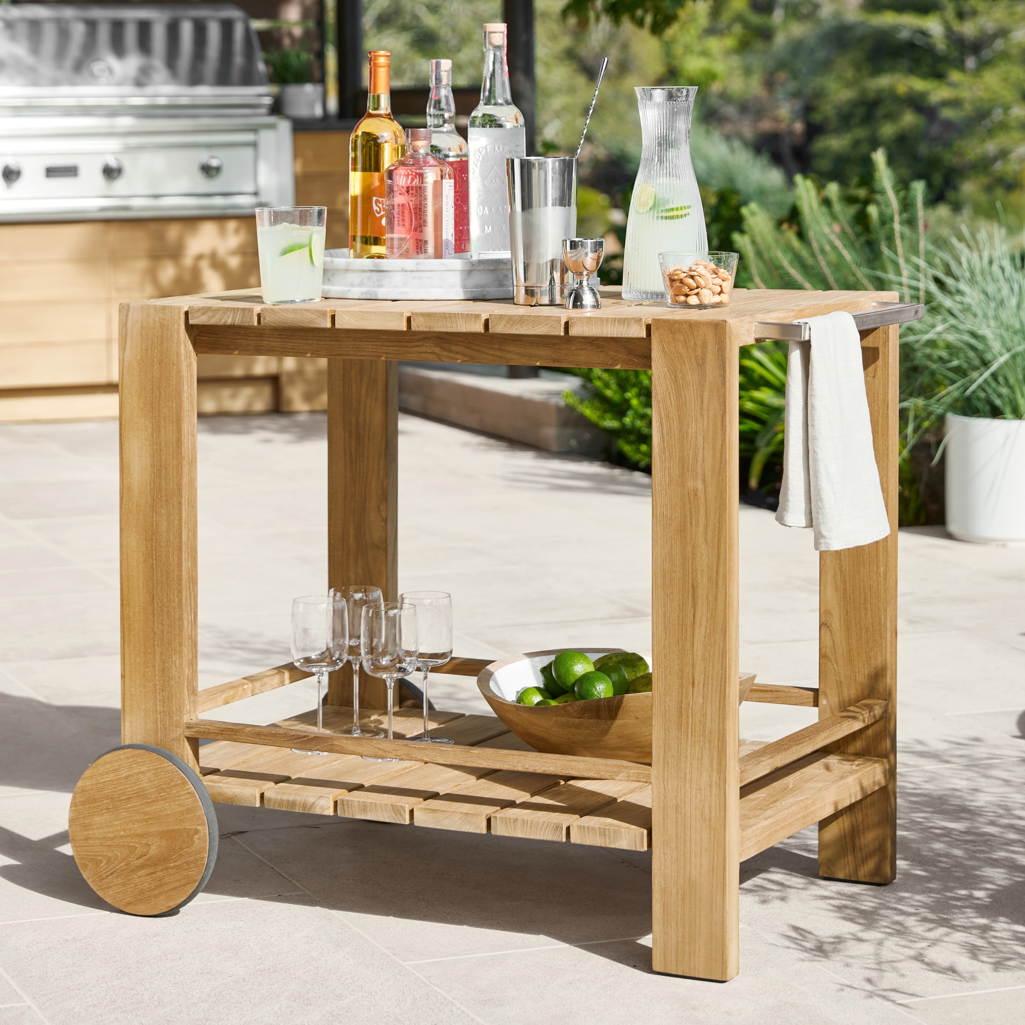 Larnaca Outdoor Teak Bar Cart (39