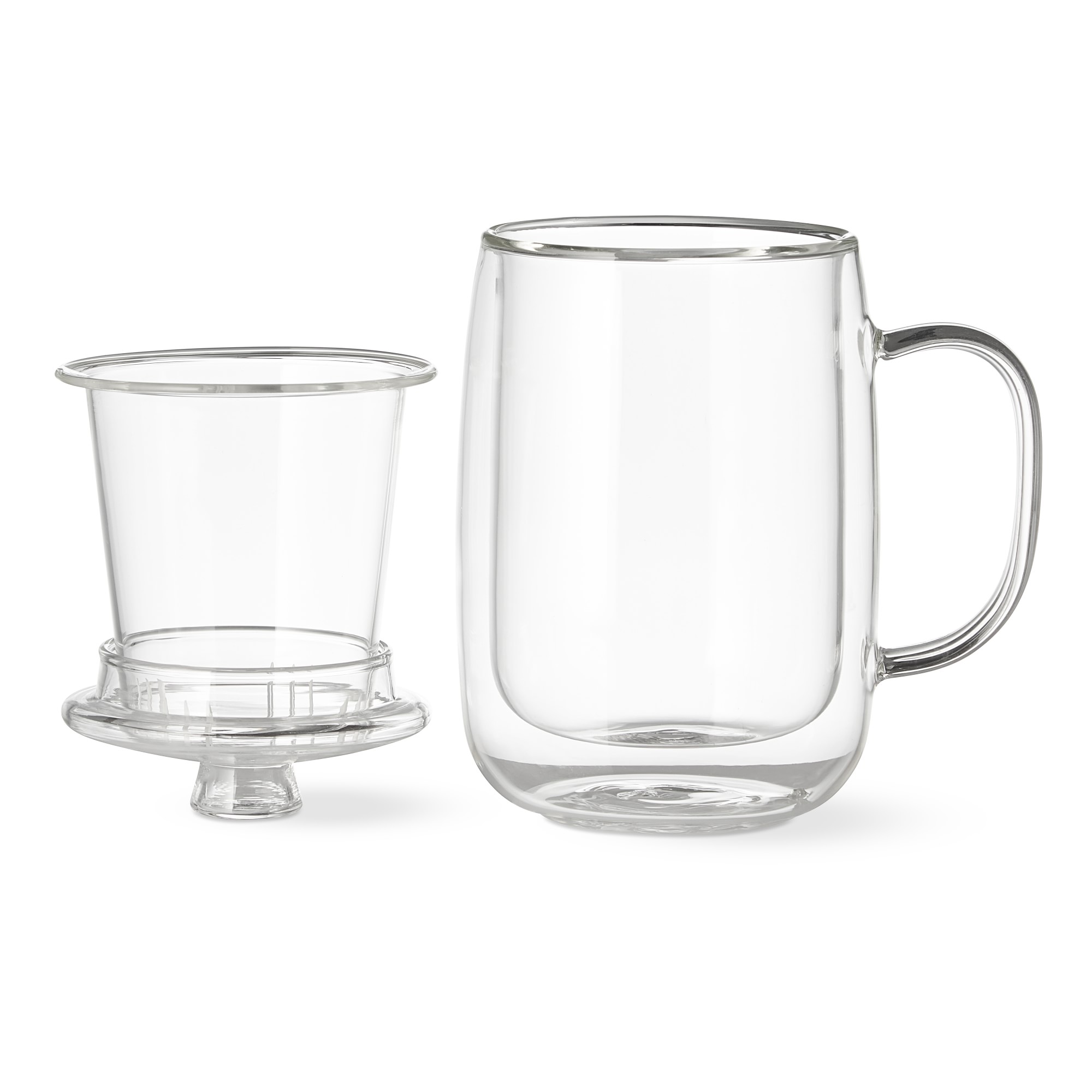 Double-Wall Glass Mug with Tea Strainer