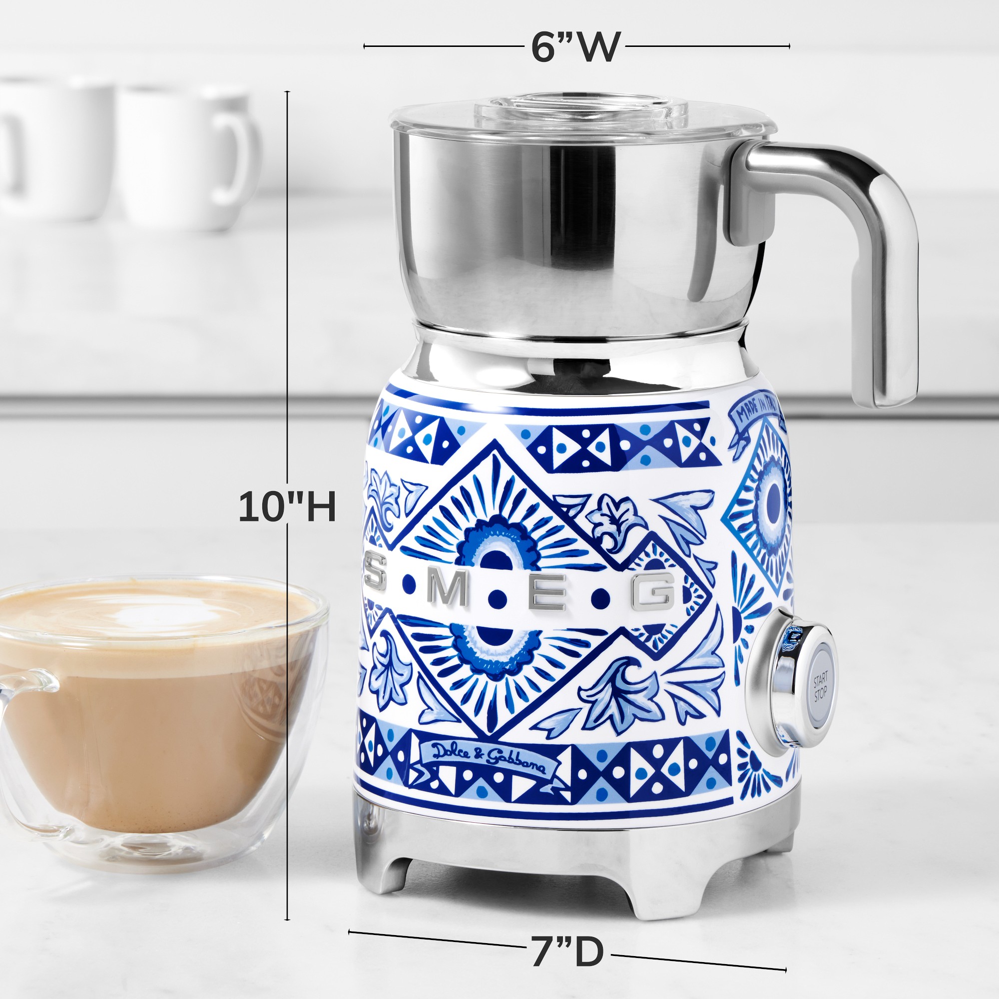SMEG Dolce & Gabbana Milk Frother, Blu Mediterraneo