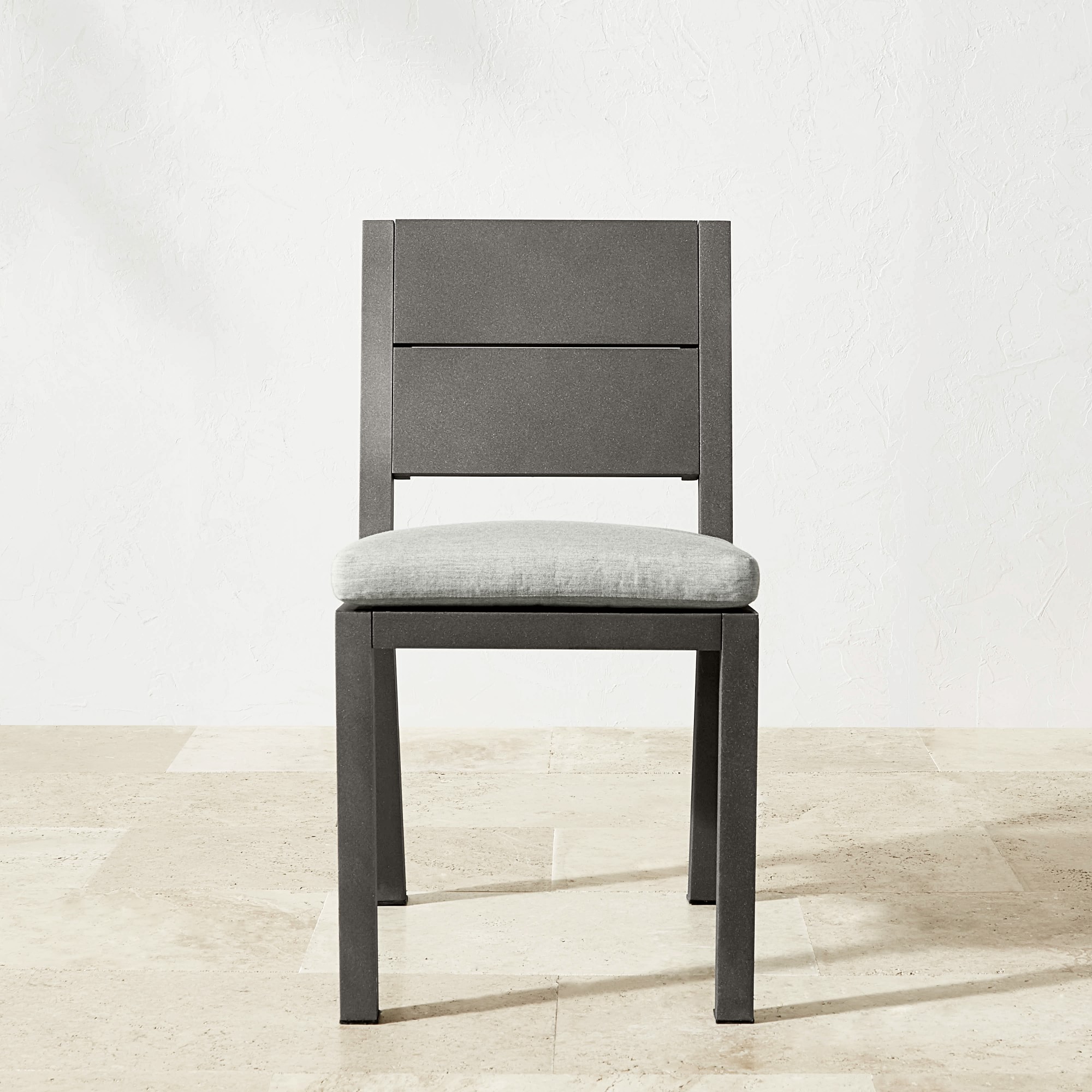 Larnaca Outdoor Slate Grey Metal Dining Side Chair