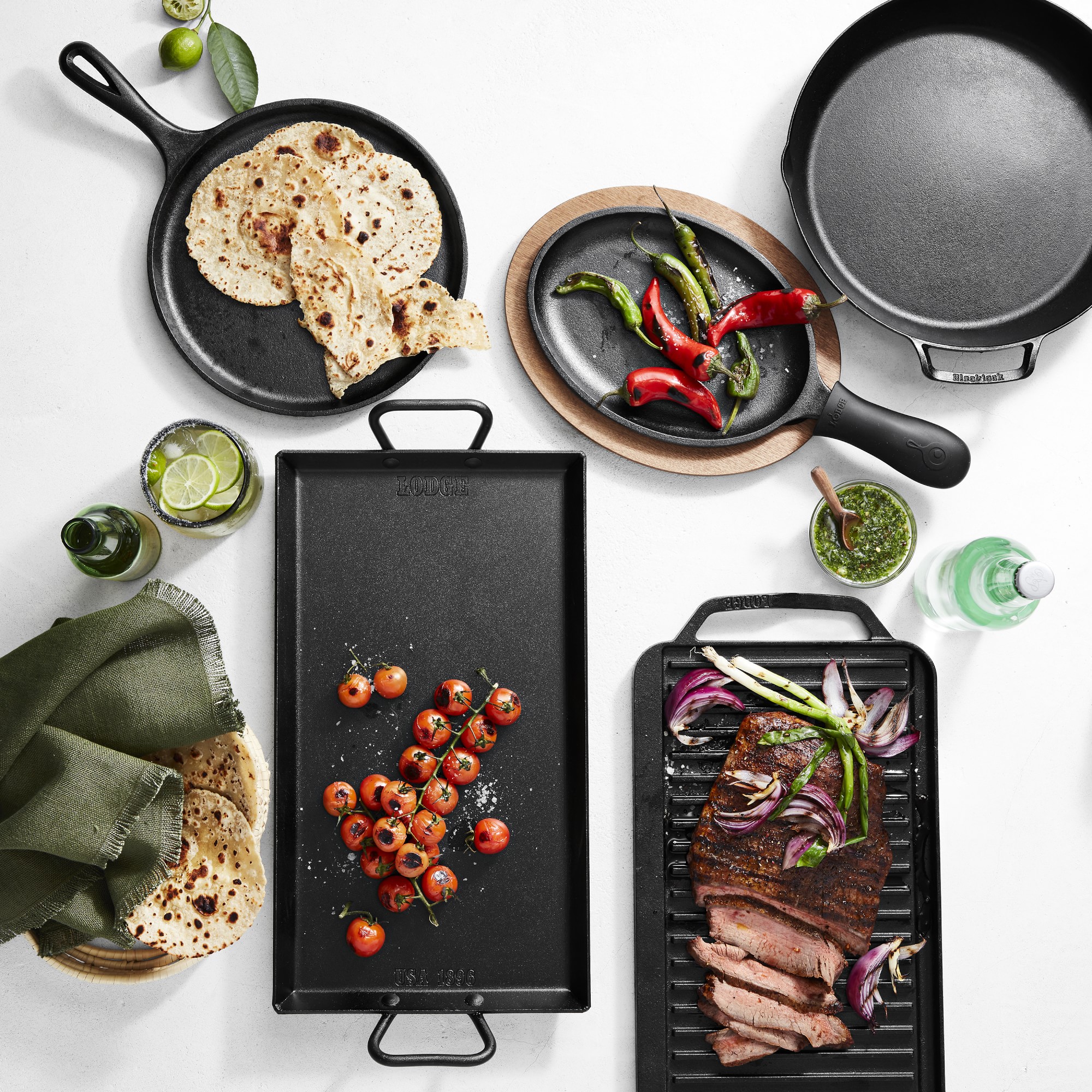 Lodge Chef Collection Seasoned Cast Iron Double Burner Reversible Grill/Griddle