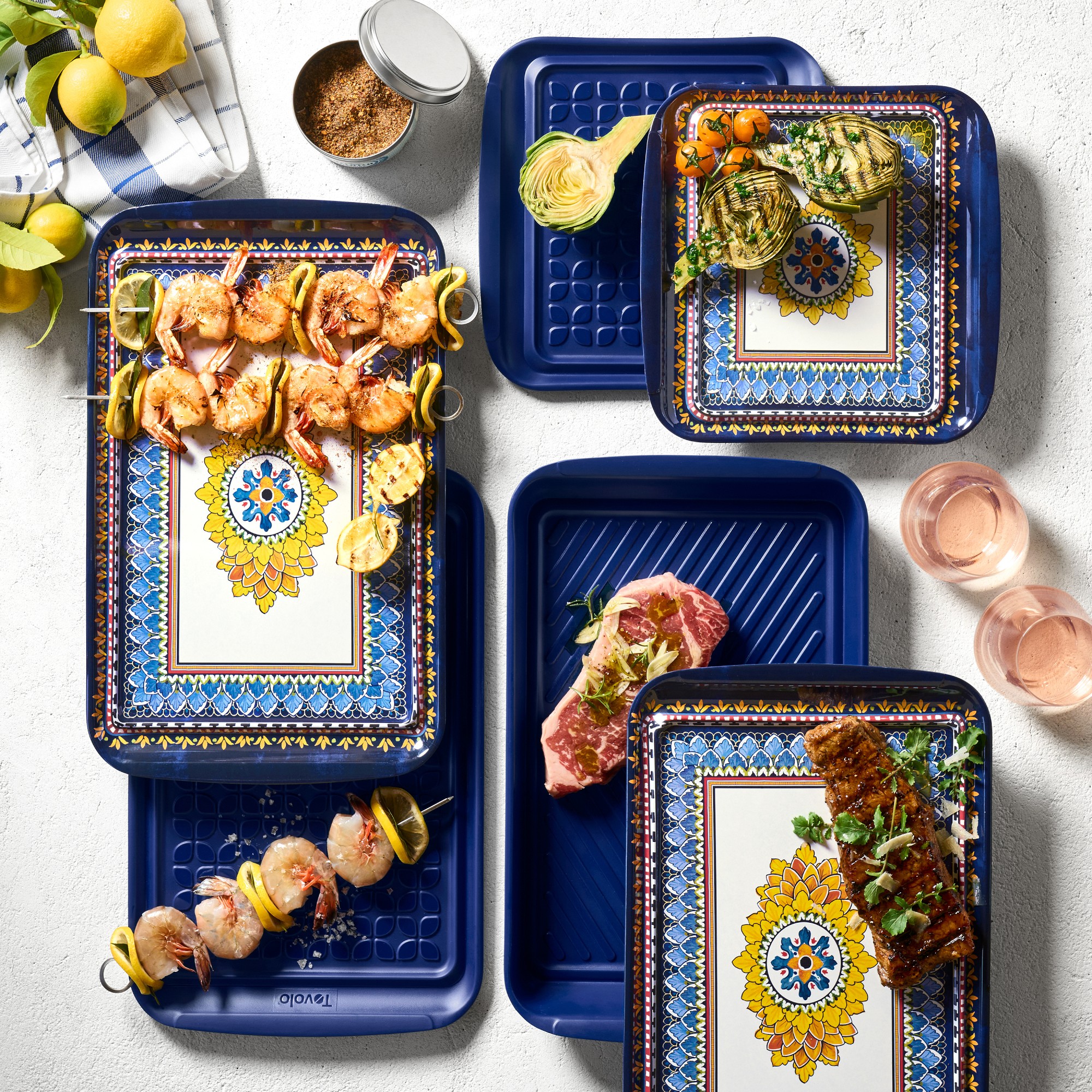 Sicily 4-Piece Grill Marinade & Prep Trays