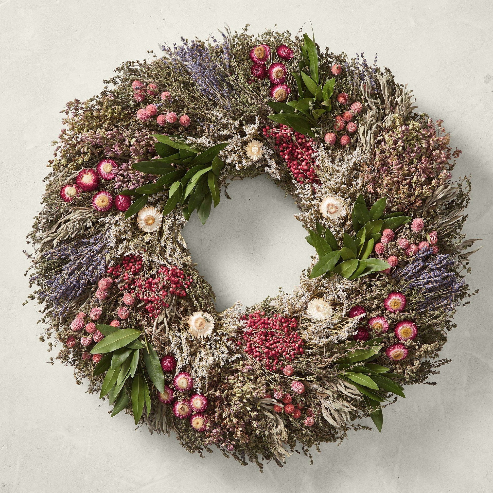 Pink Floral Garden Live Wreath, 30