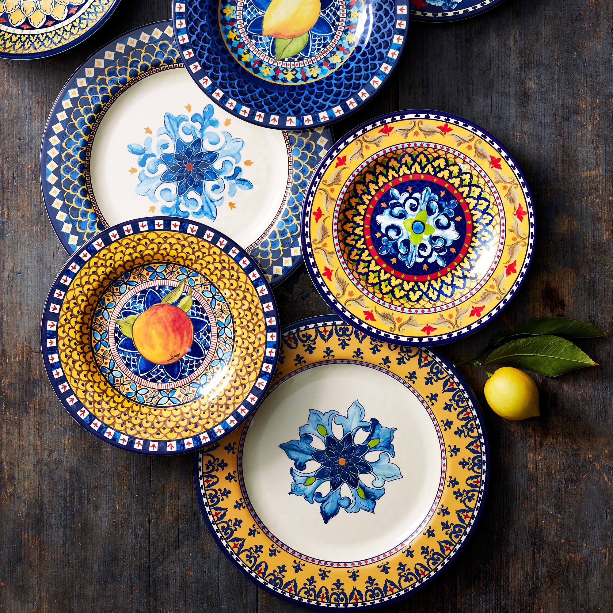 Sicily Outdoor Melamine Dinner Plates, Yellow