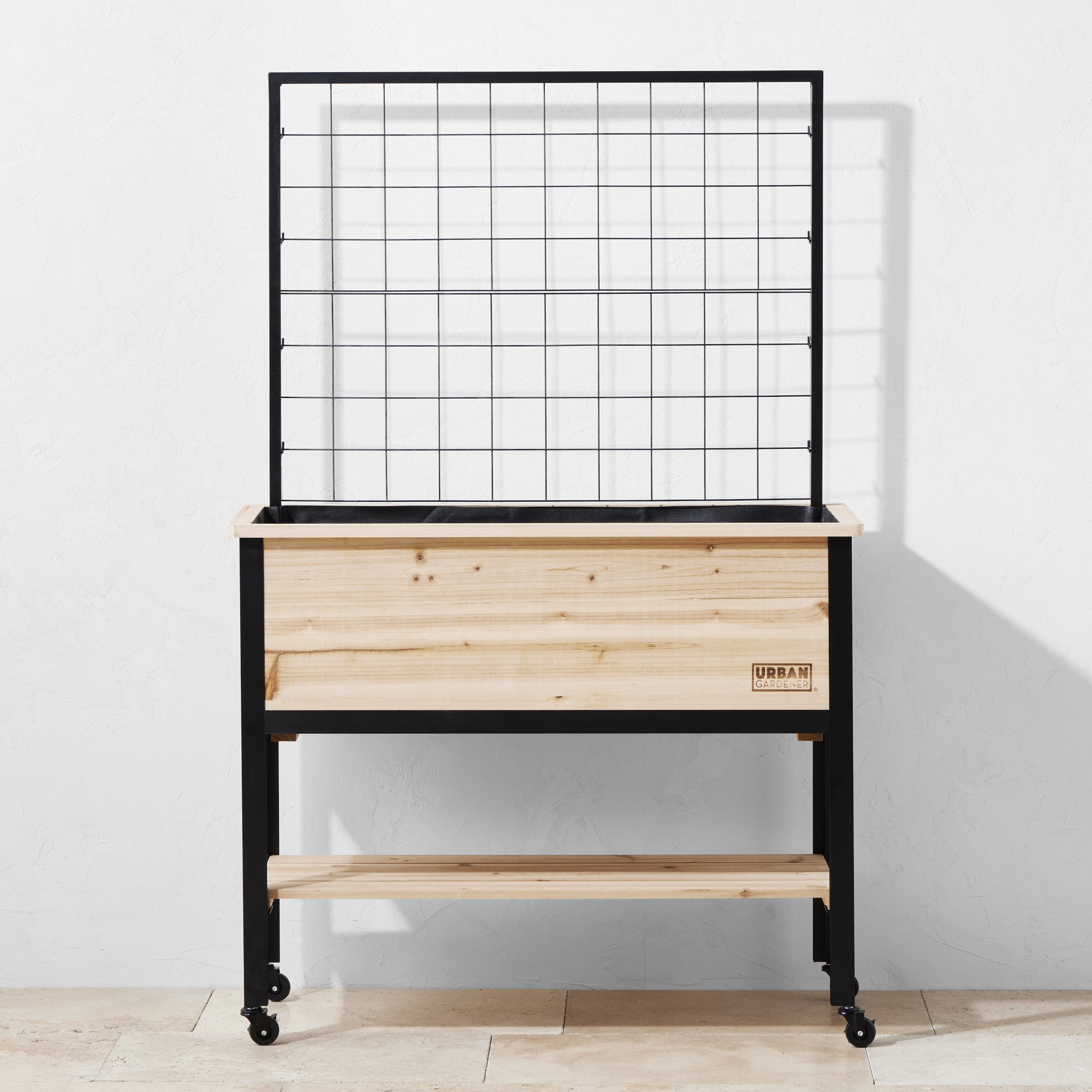 Deluxe Cedar Elevated Raised Garden with Steel Trellis, 4' x 2'