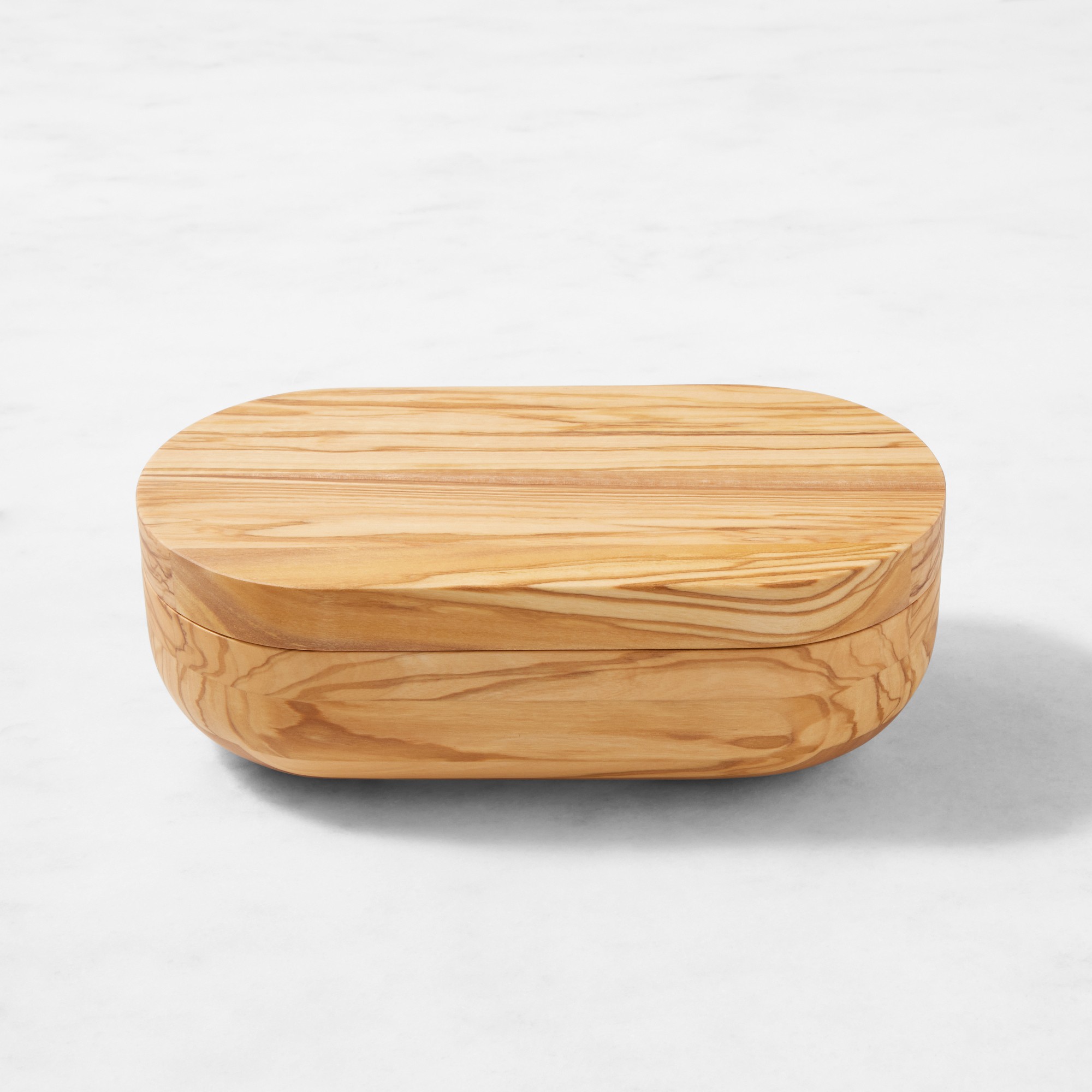 Williams Sonoma Olivewood Double Salt Cellar with Spoon
