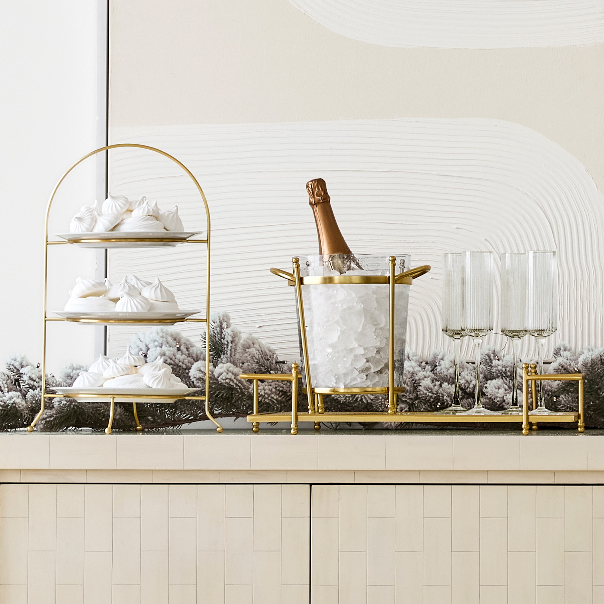 Modern Optic Champagne Flutes, Set of 4