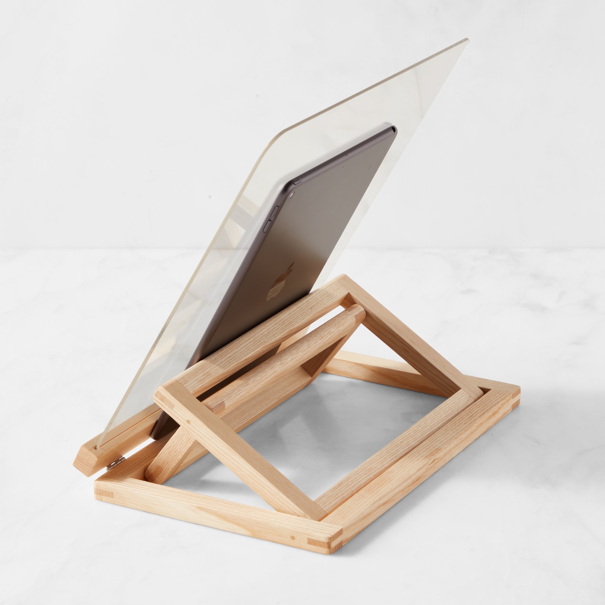 Hold Everything Collapsible Kitchen Tablet & Cookbook Stand, Ashwood