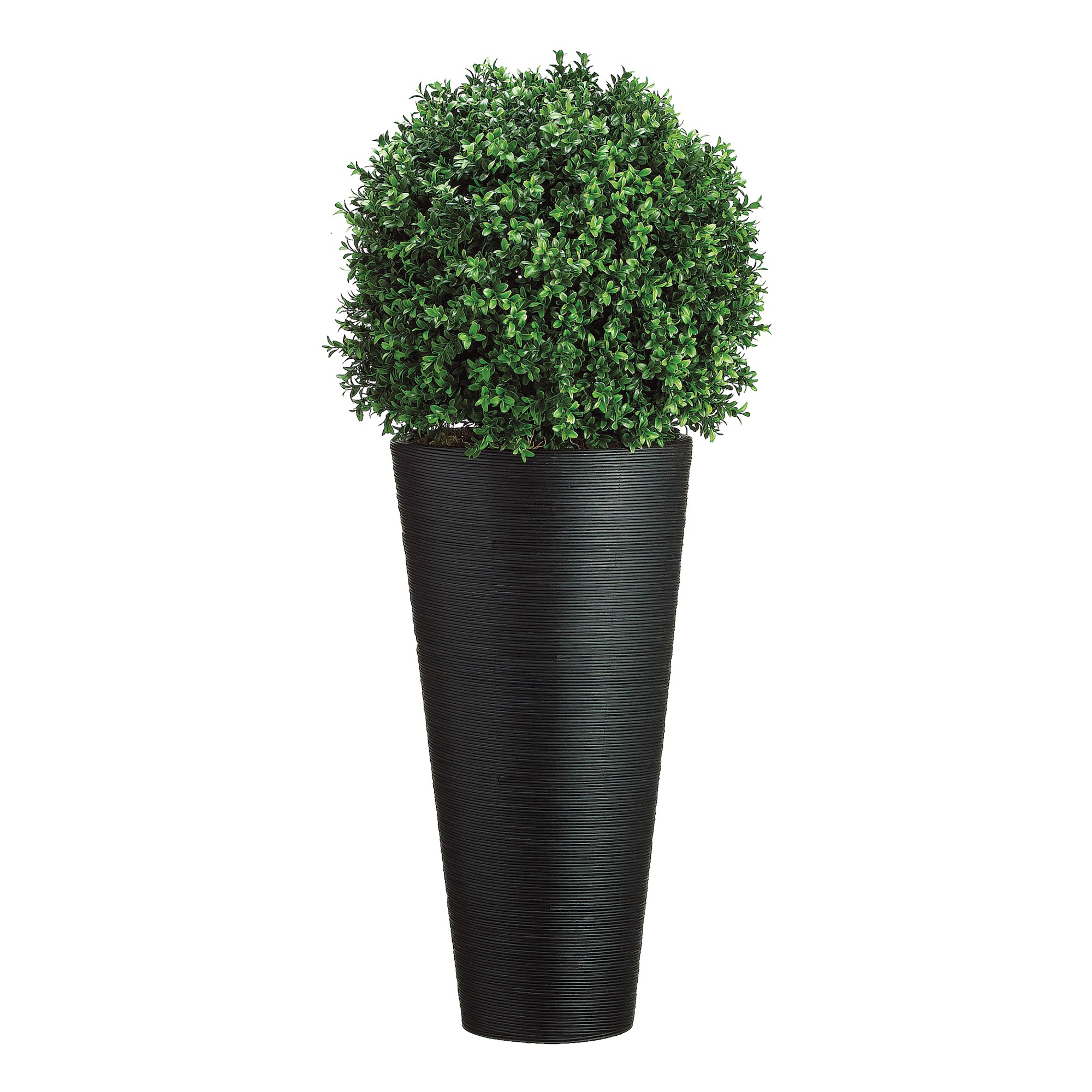 Faux Boxwood Ball Topiary in Bamboo Container, 44