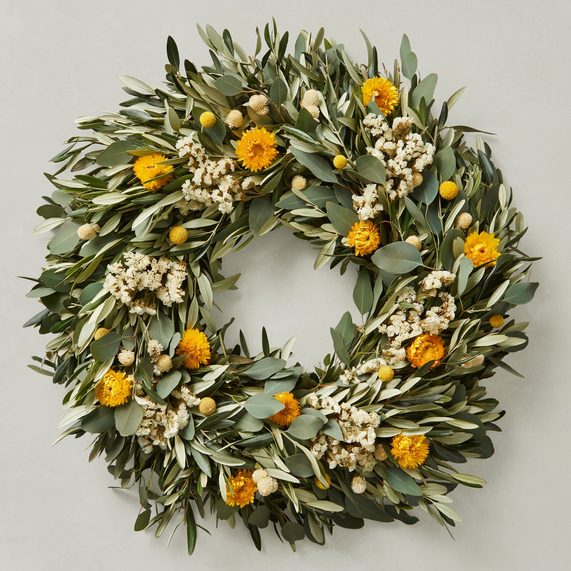 Olive Billy Button Live Wreath & Garland