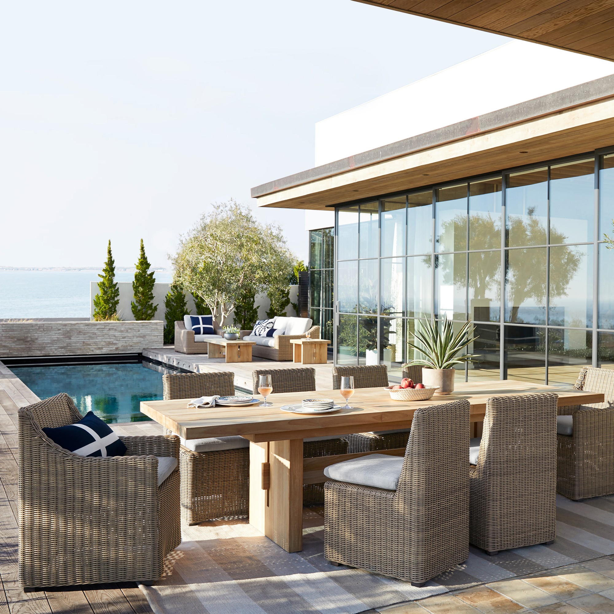 San Clemente Outdoor Natural Teak Rectangular Dining Table (84