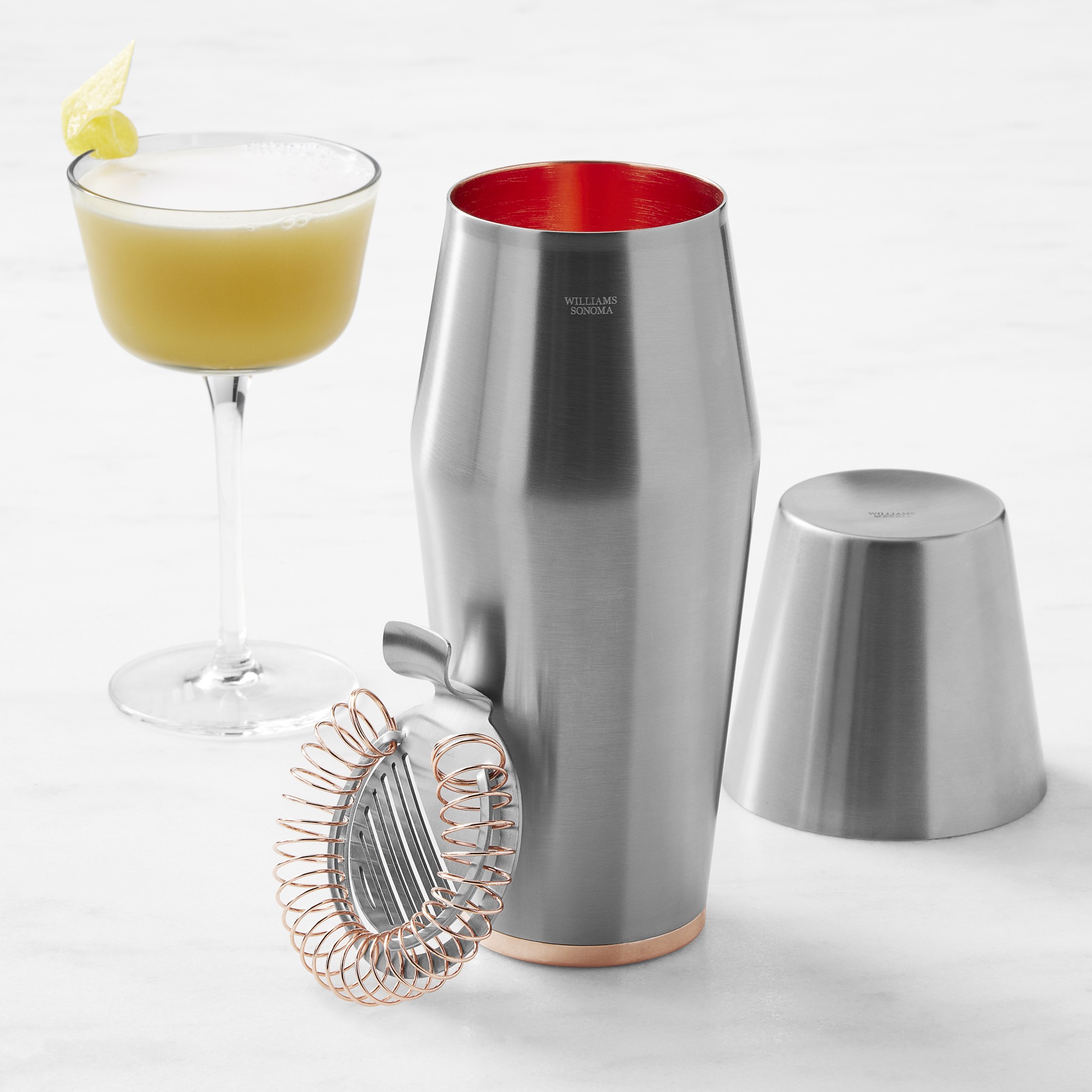Billy Reid x Williams Sonoma 3-Piece Cocktail Shaker & Strainer Set