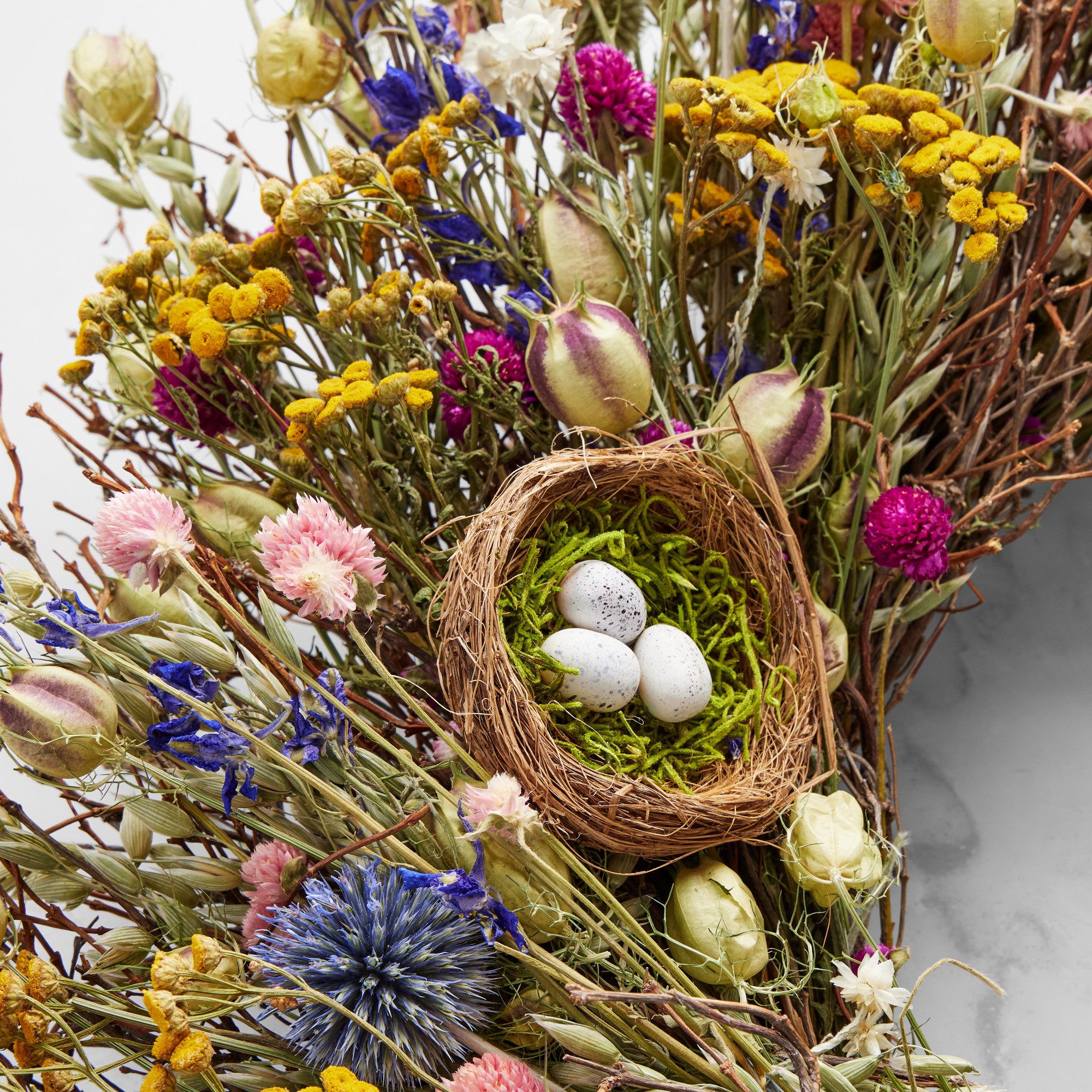 Spring Floral Nest Live Wreath, 22