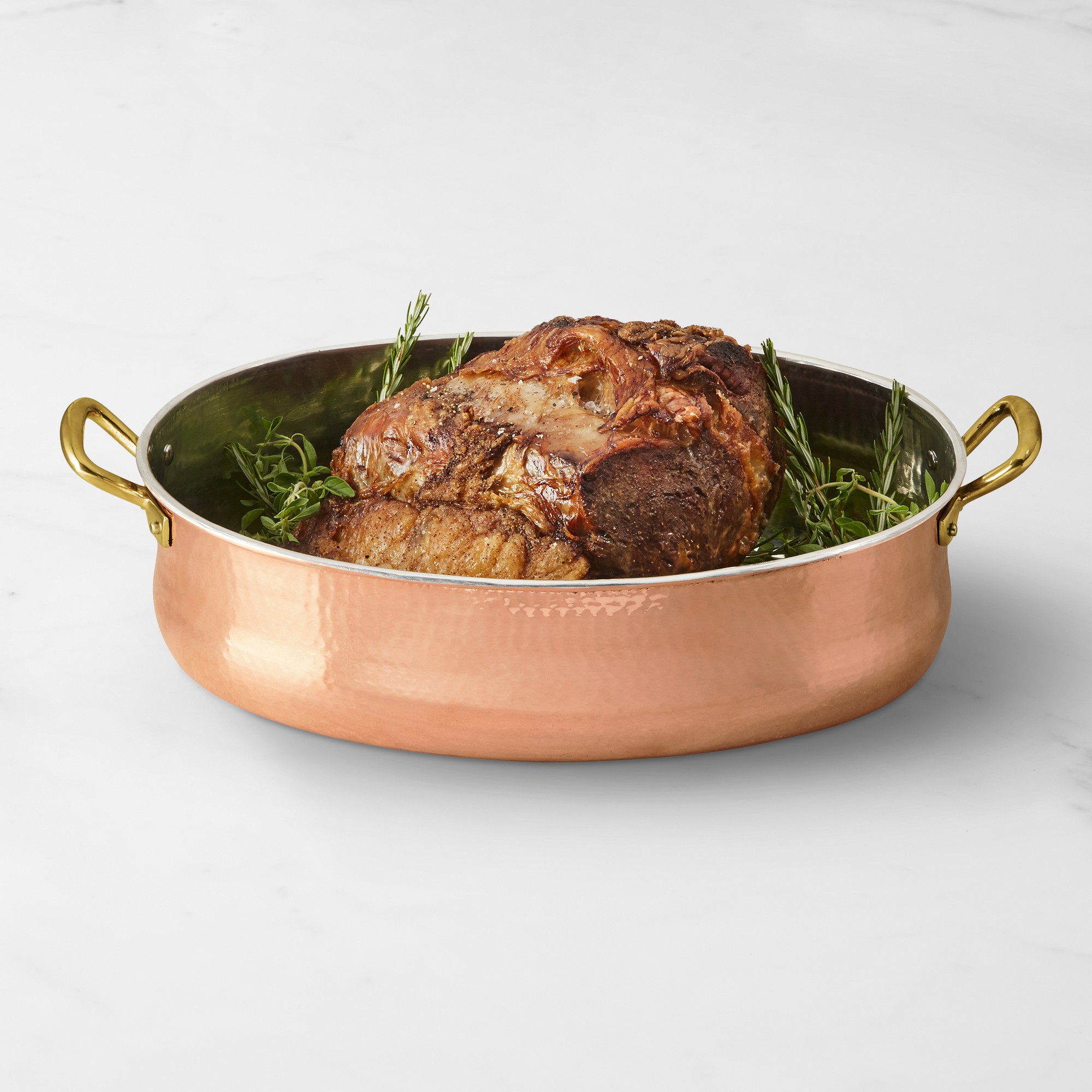 Ruffoni Historia Hammered Copper Roasting Pan with Lovebirds Knob, 13 3/4-Qt.