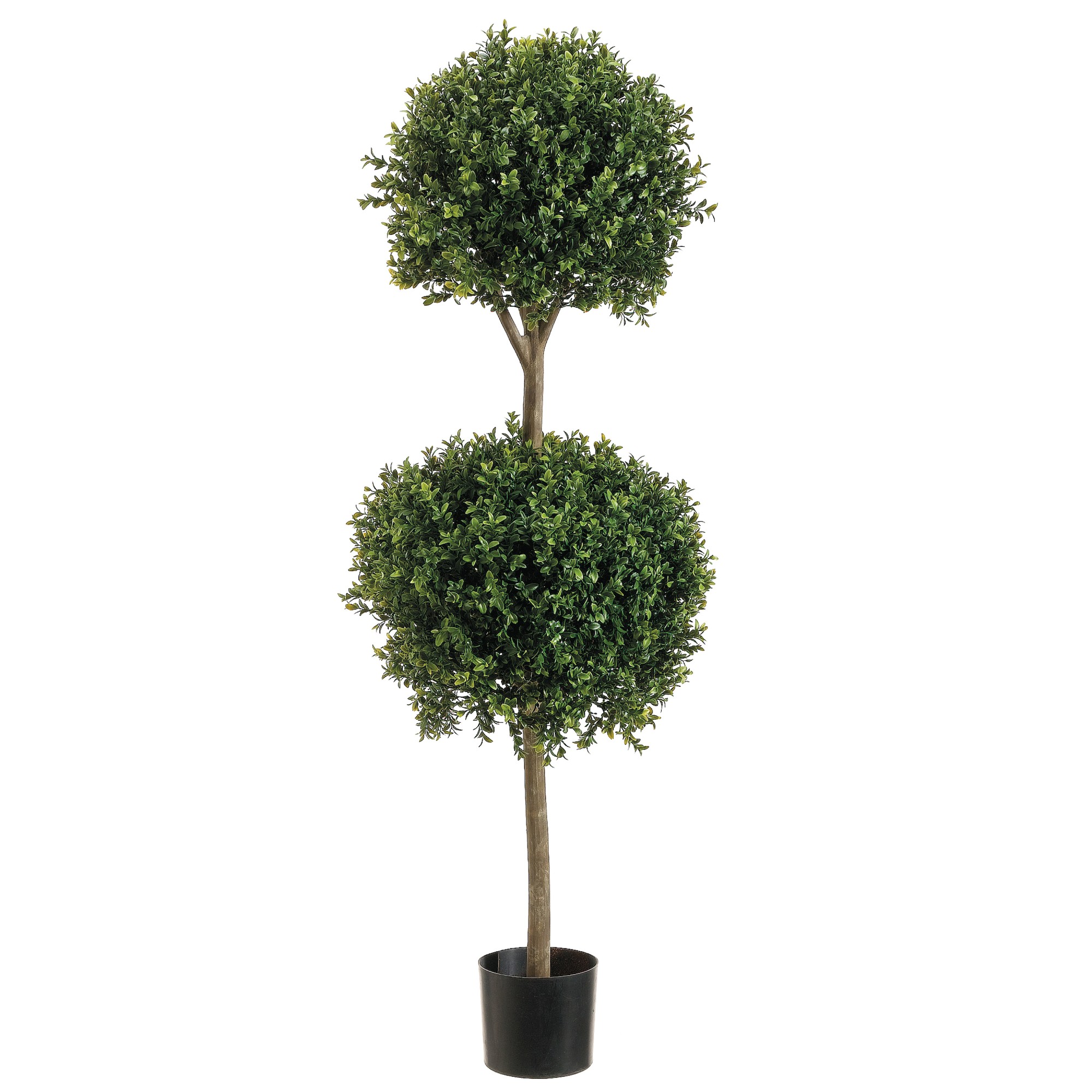 Double Ball-Shaped Faux Boxwood Topiary in Plastic Pot, 48