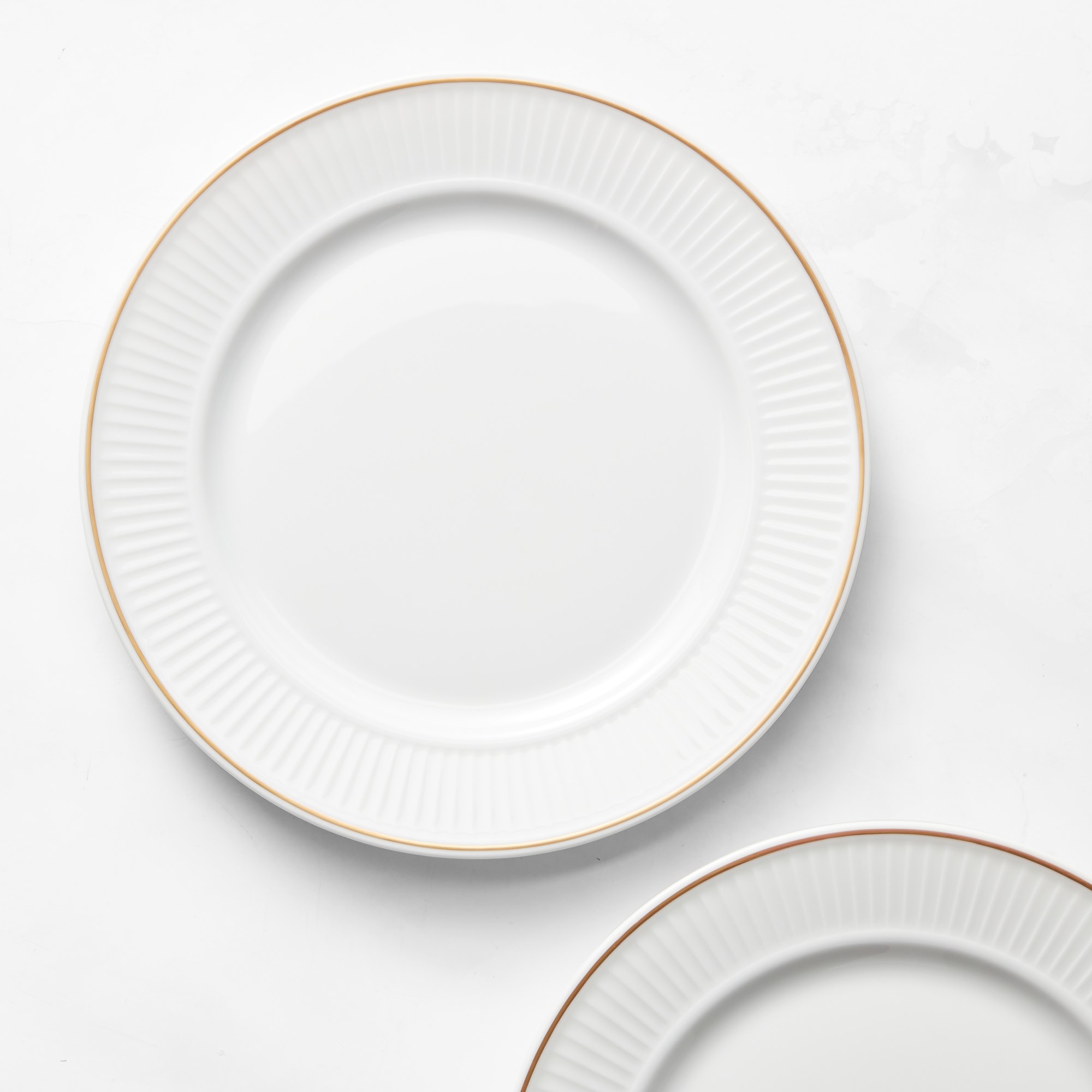 Pillivuyt Plisse Gold Porcelain Salad Plates, Set of 4