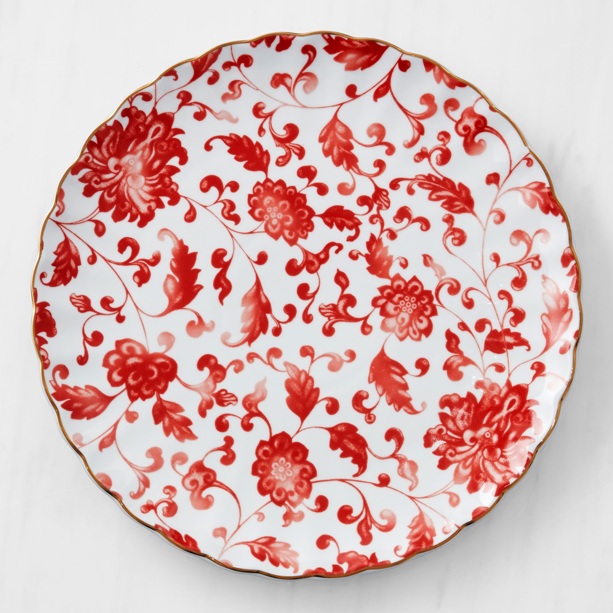 Marlo Thomas x Williams Sonoma Red Floral Dinner Plates, Set of 4