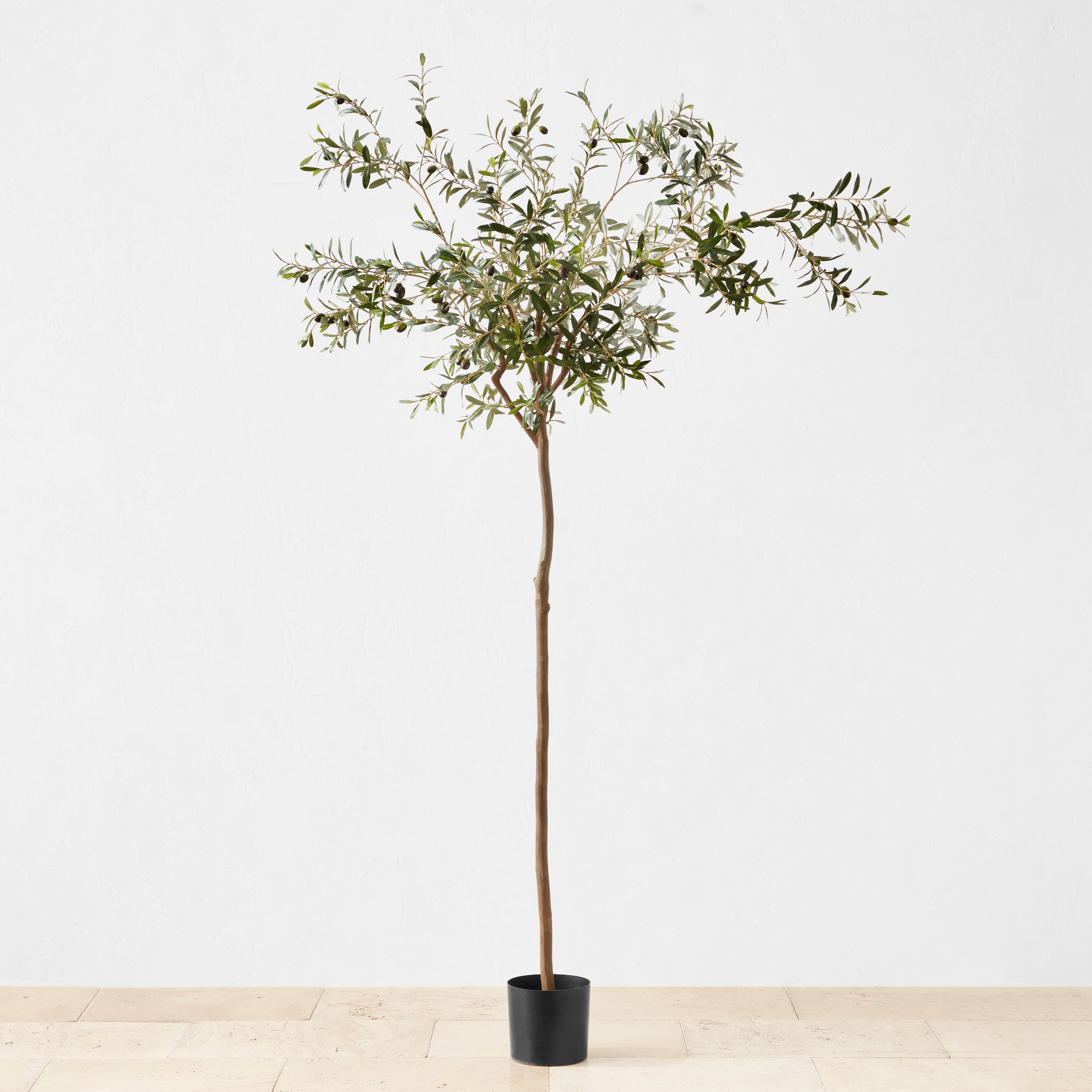 Faux Olive Tree in Plastic Pot, 1,500 Leaves, 95