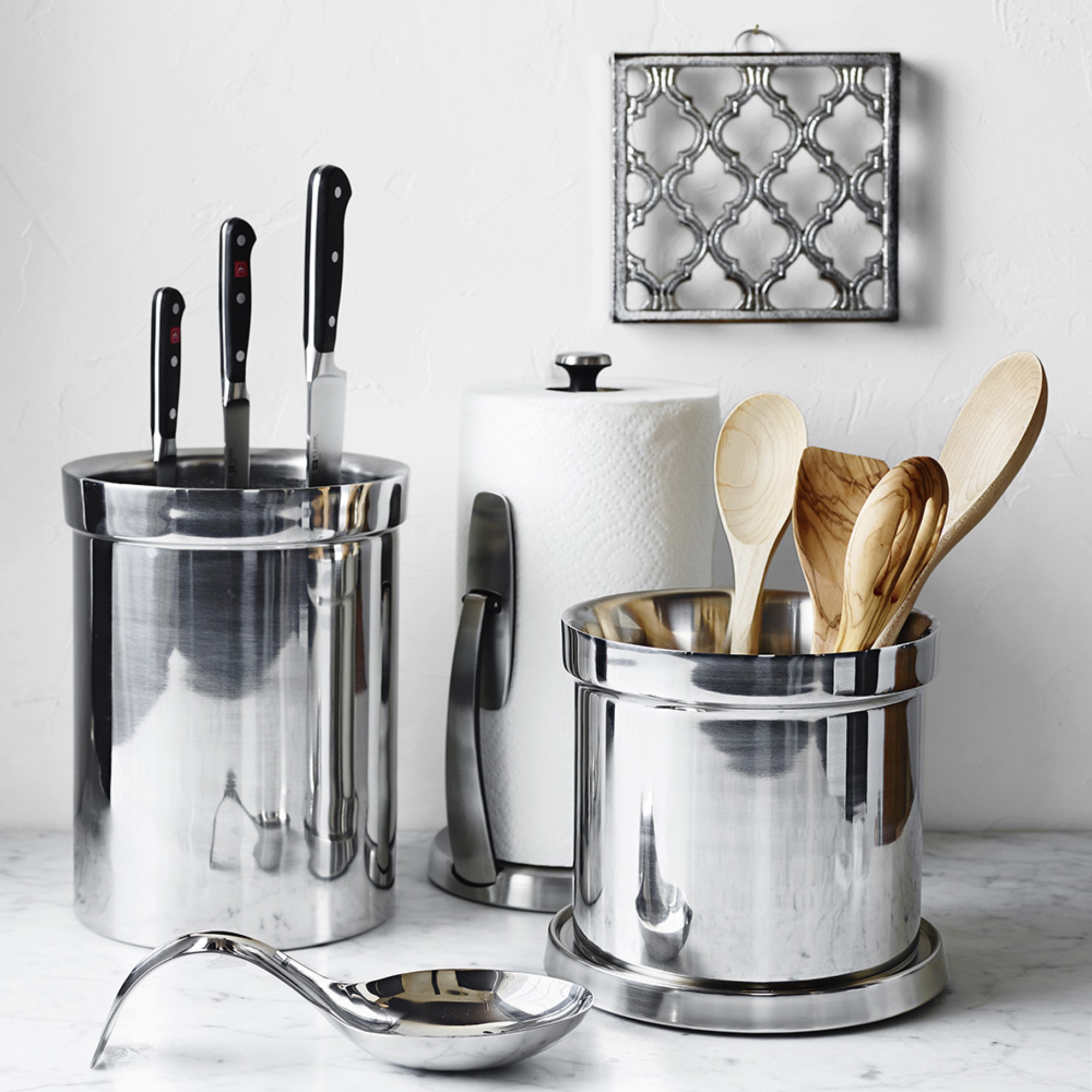 Stainless Steel Partitioned Utensil Holder