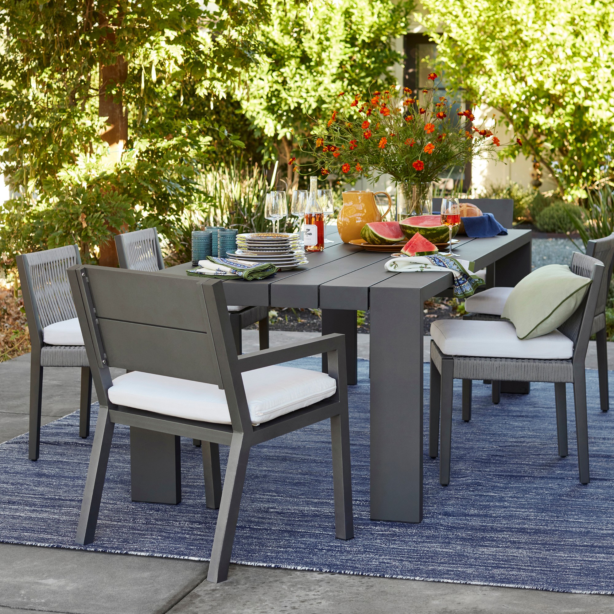 Larnaca Outdoor Slate Grey Metal Dining Table (94