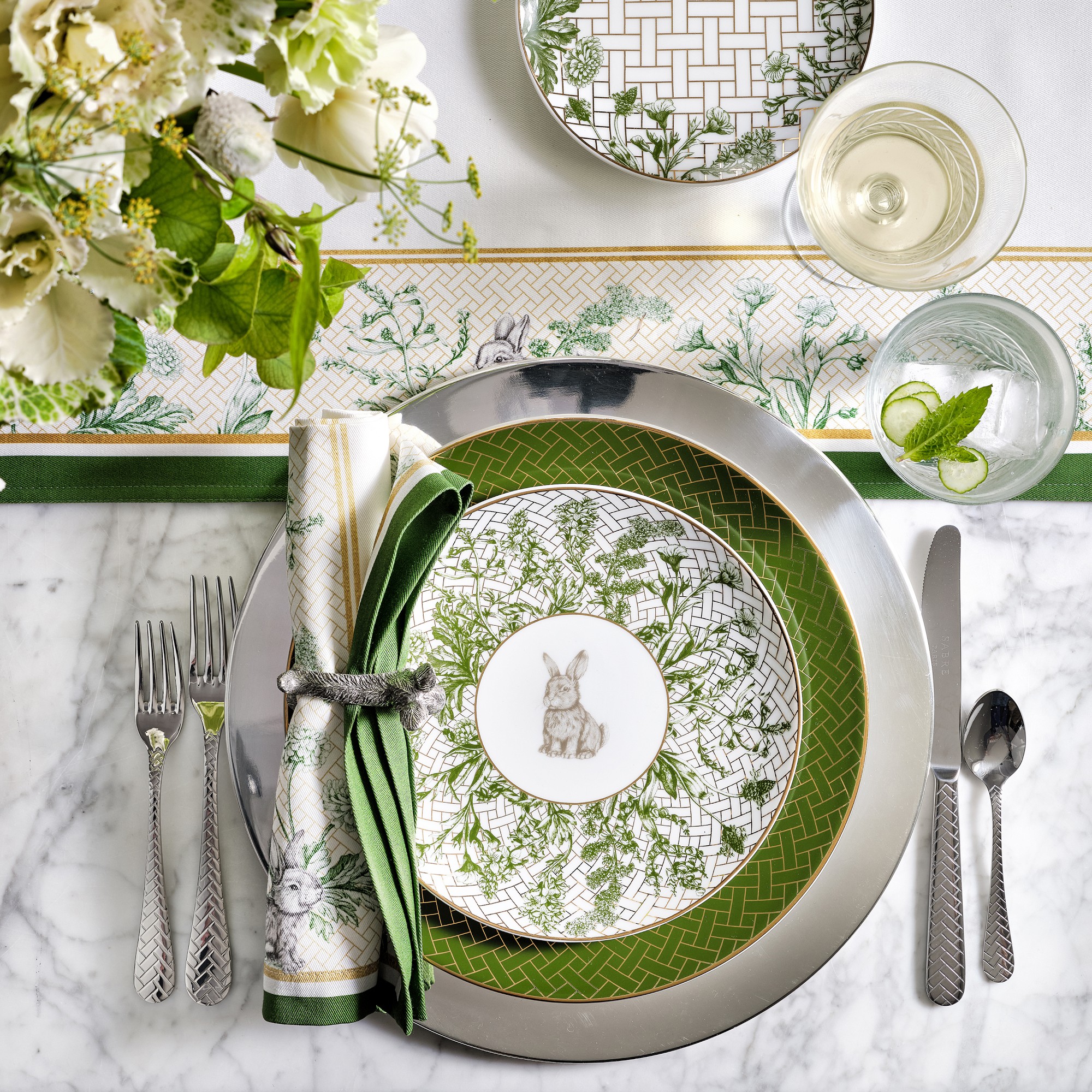 Garden Lattice Bunny Salad Plates, Set of 4