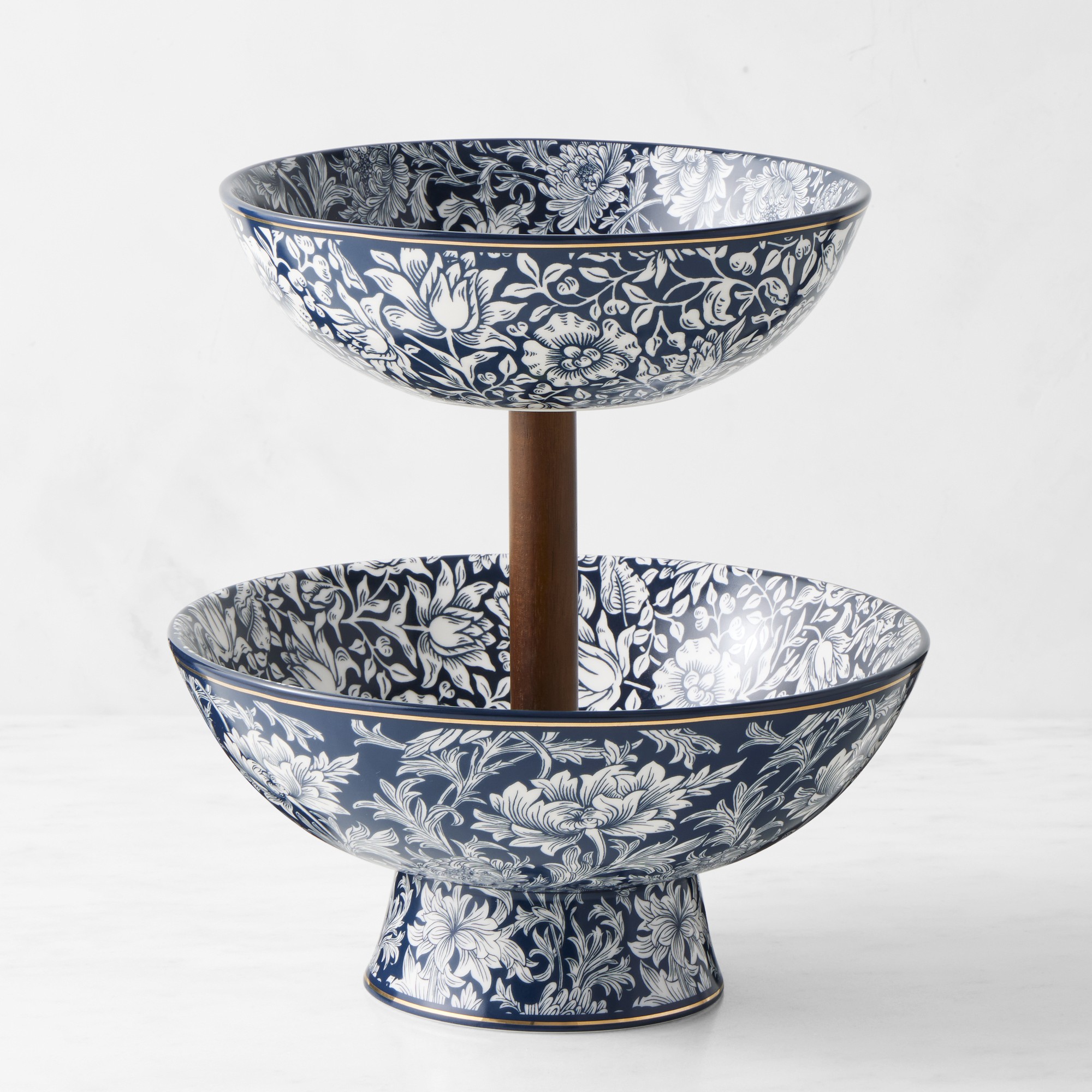 Morris & Co. x Williams Sonoma Bluebell Two Tiered Porcelain Fruit Bowl