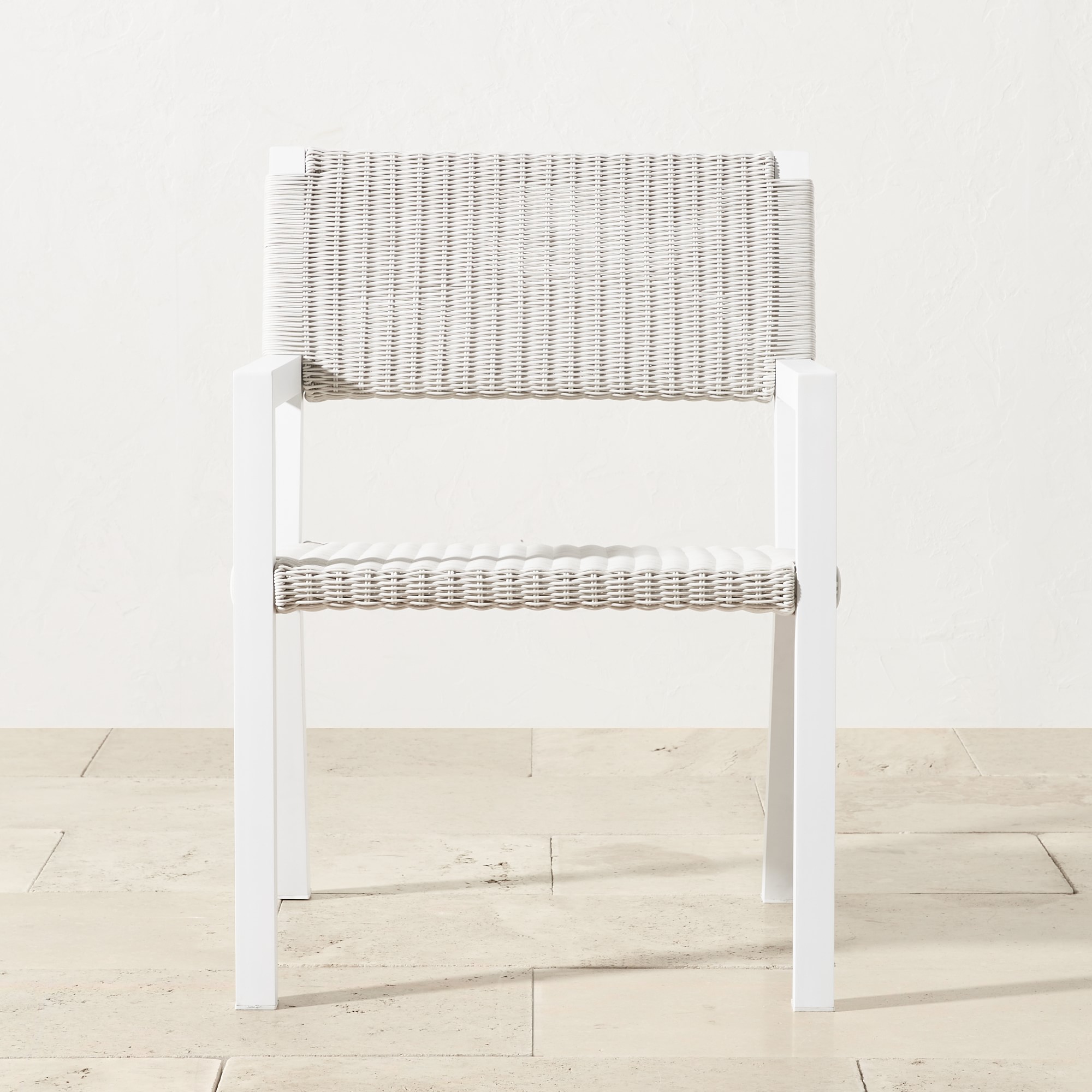 Larnaca Outdoor White Metal x All-Weather Weave Dining Armchair