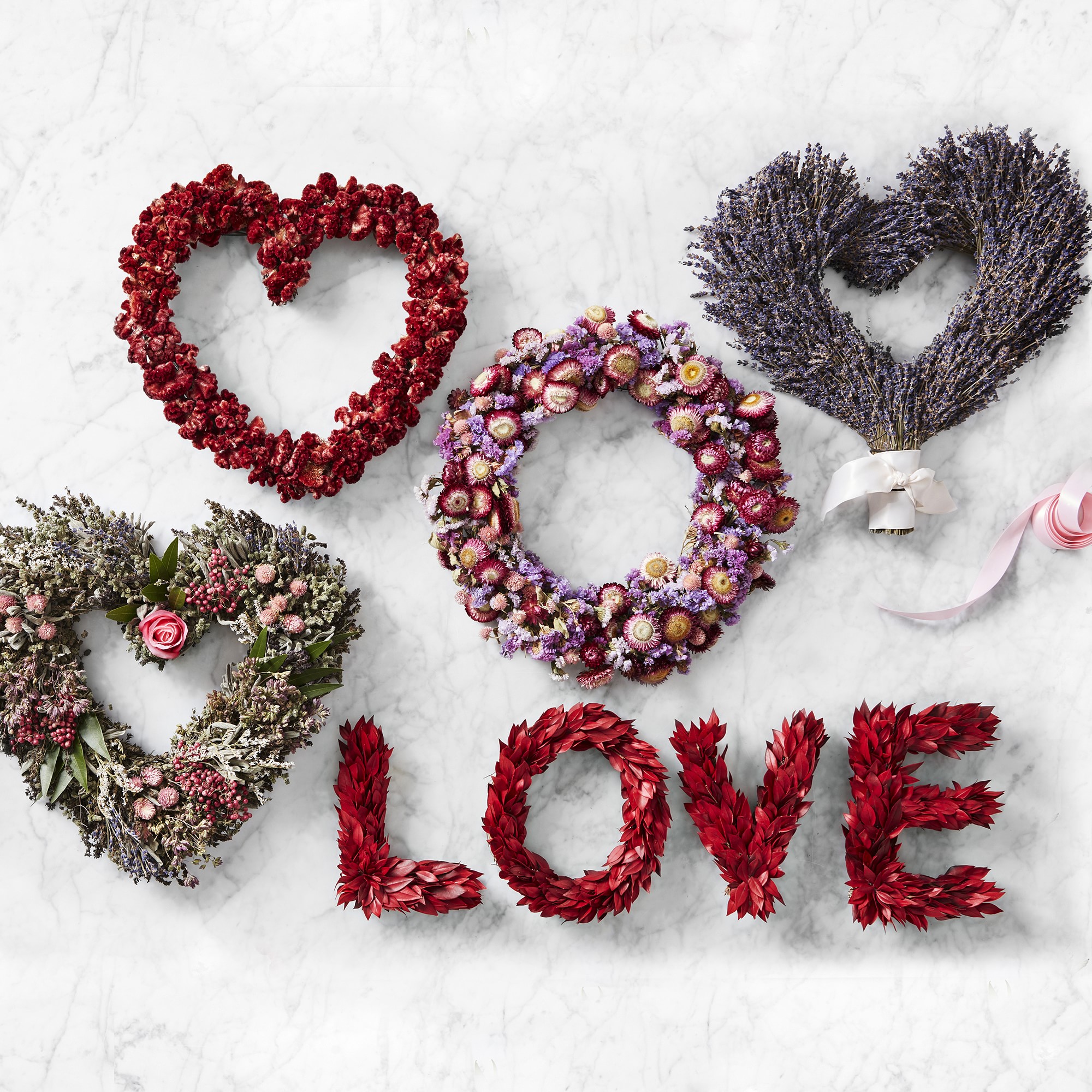 Lavender Heart Live Wreath, 16