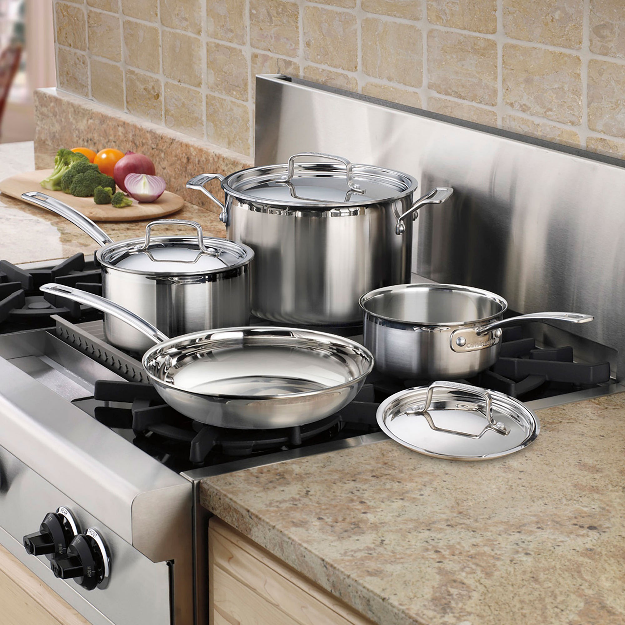 Cuisinart MultiClad Pro Tri-Ply Stainless-Steel 7-Piece Cookware Set