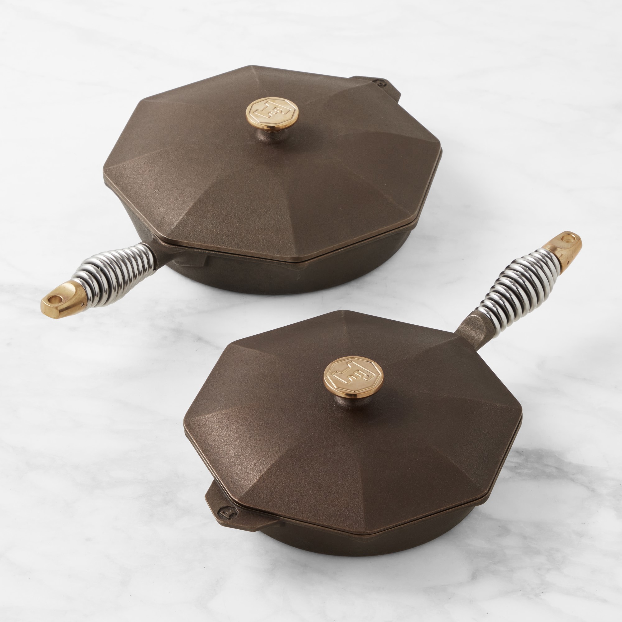 FINEX 4-Piece Seasoned Cast Iron Skillet Fry Pan Set with Lids, 10