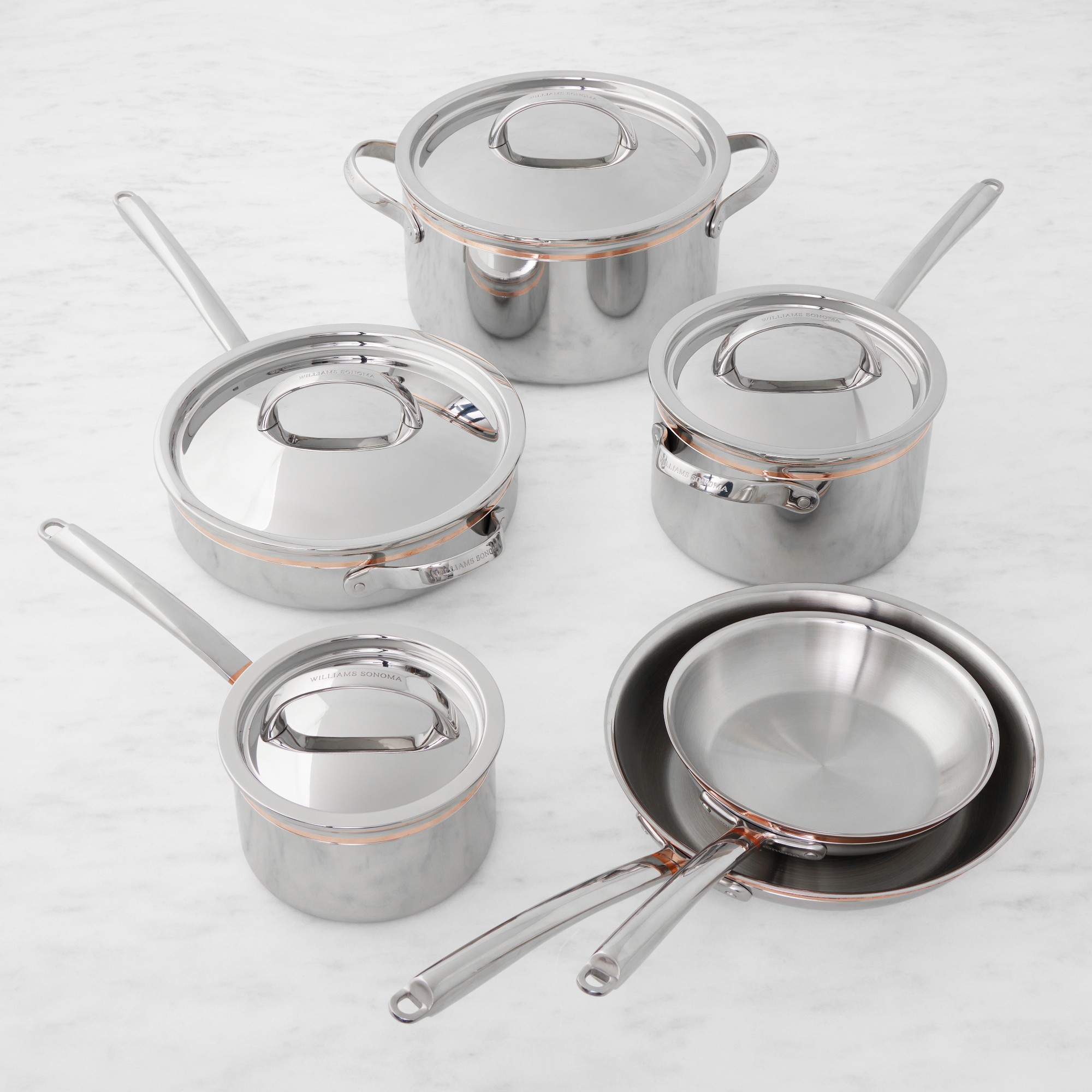 Williams Sonoma Signature Thermo-Clad™ Copper Pro 10-Piece Cookware Set