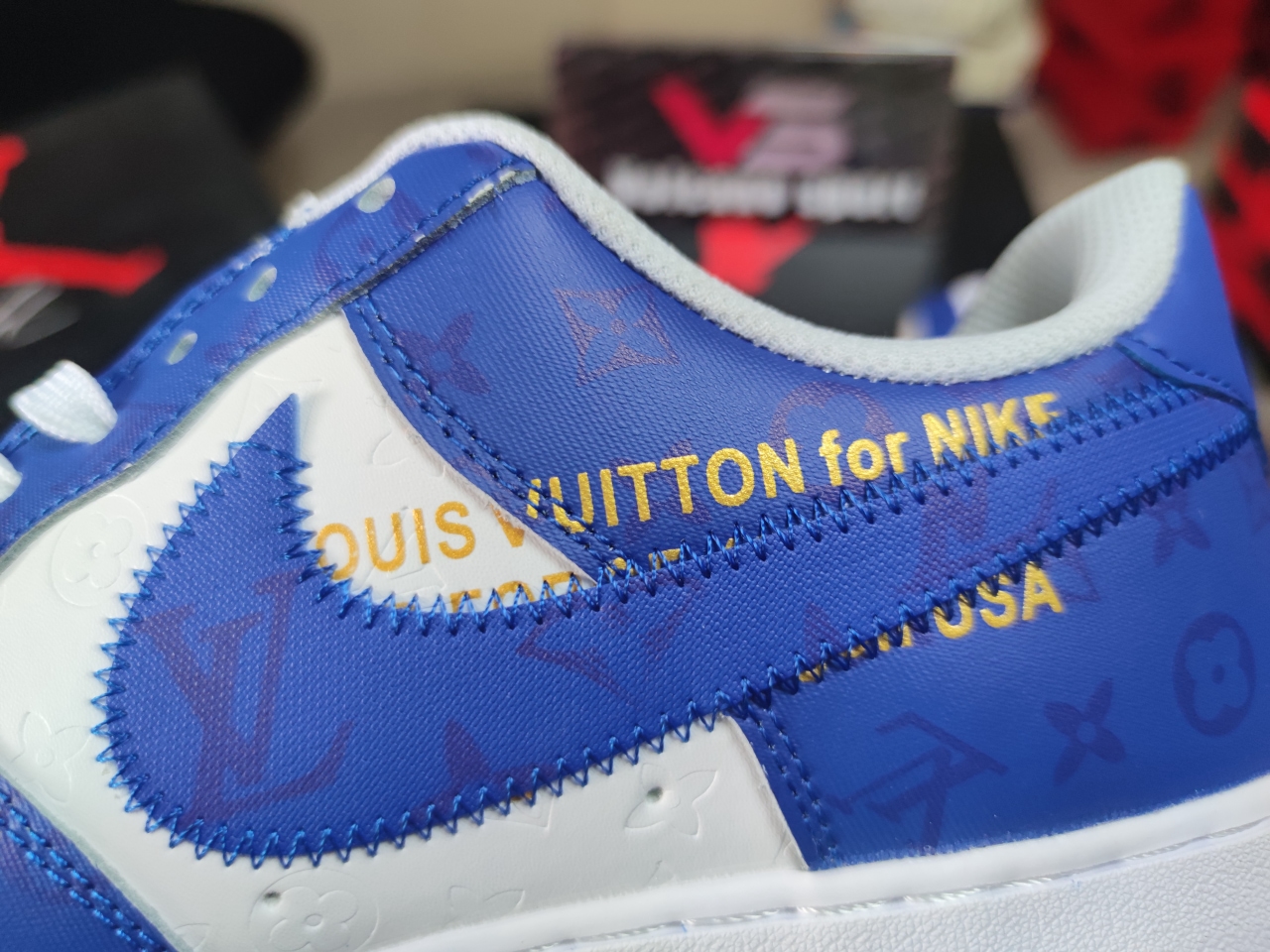 LV X Air Force 1 blue and white