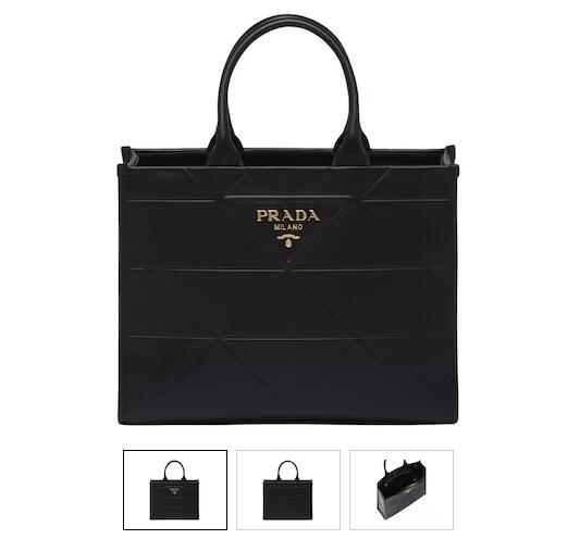 Prada Medium Leather Symbole Bag with Topstitching Black