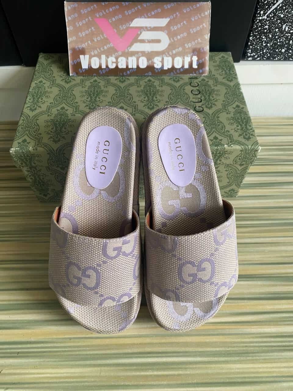 GUCCI Jumbo Platform Slide Sandal Light purple Canvas