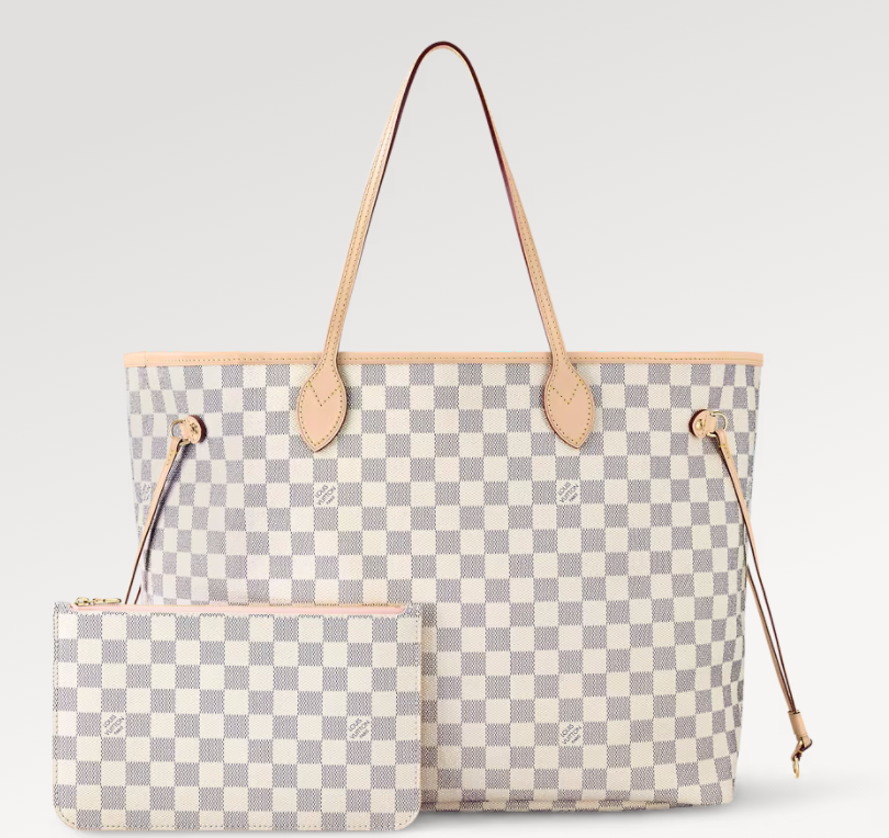 LV Neverfull Damier Azur GM Rose Ballerina Lining