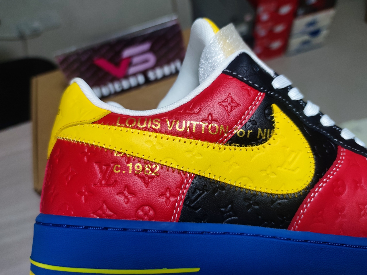 LV x Air Force 1 Low Blue Red Yellow