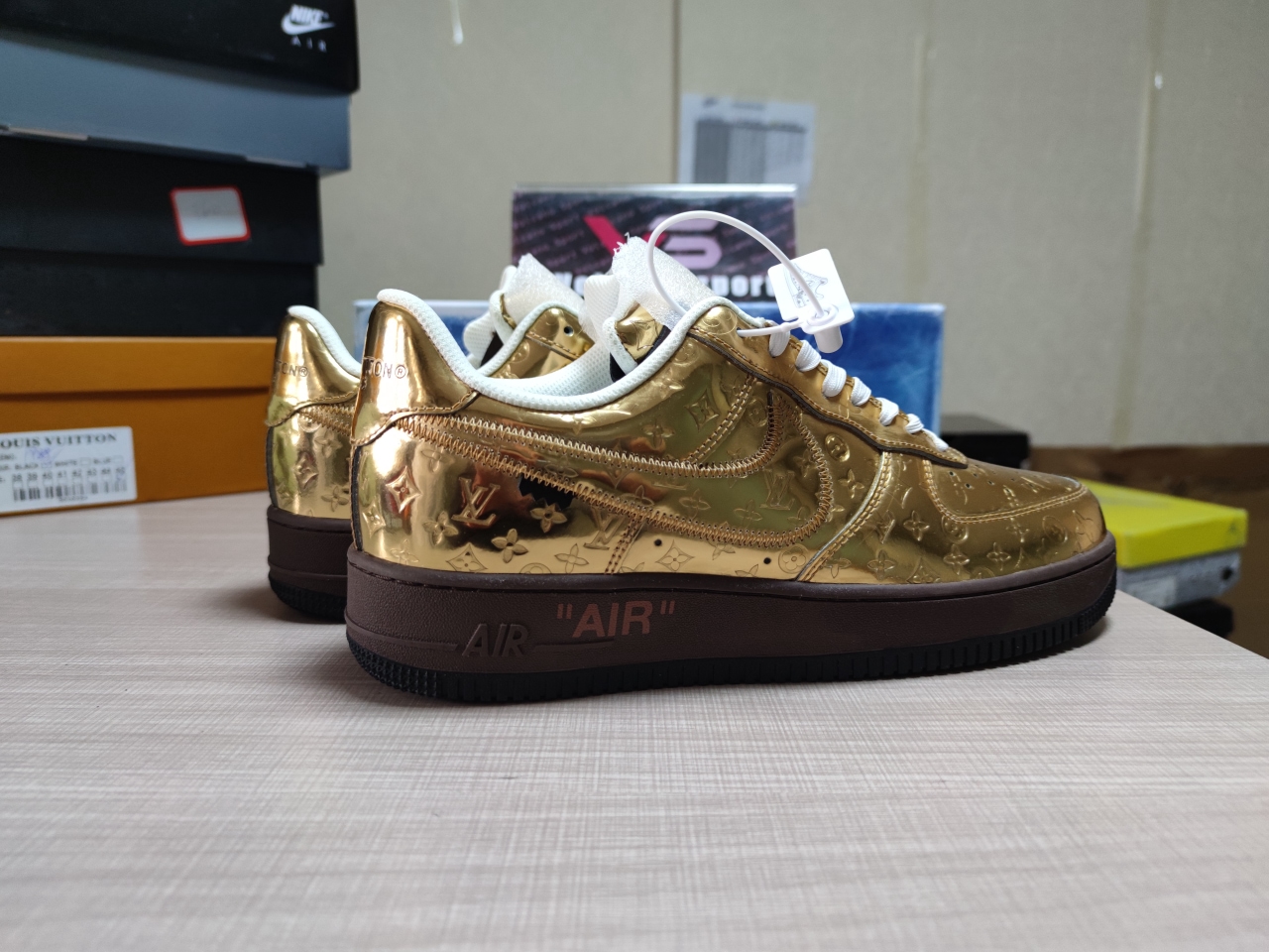 LV x Air Force 1 Low By Virgil Abloh Metallic Gold