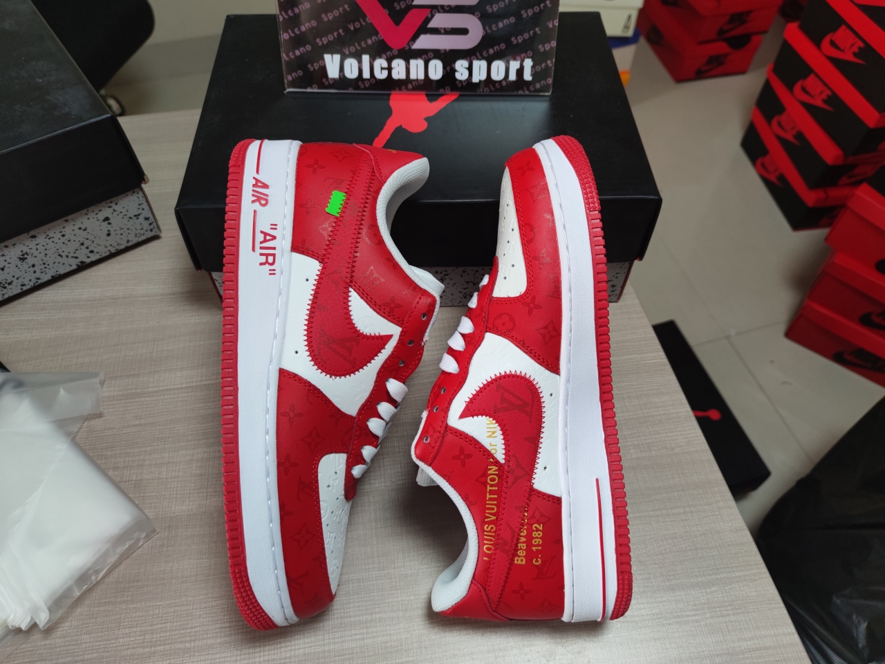 LV X Air force 1 red and white