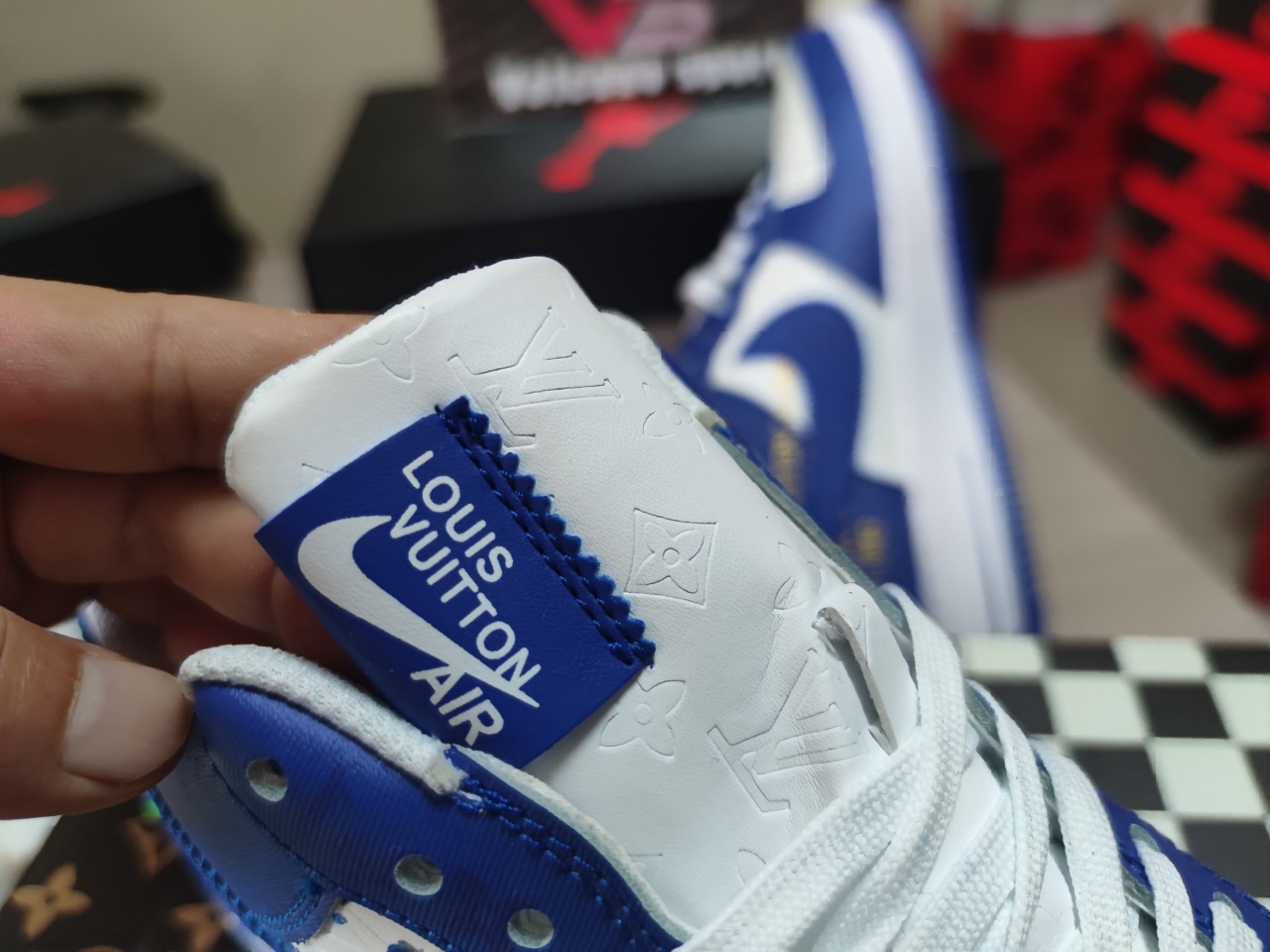 LV X Air Force 1 blue and white