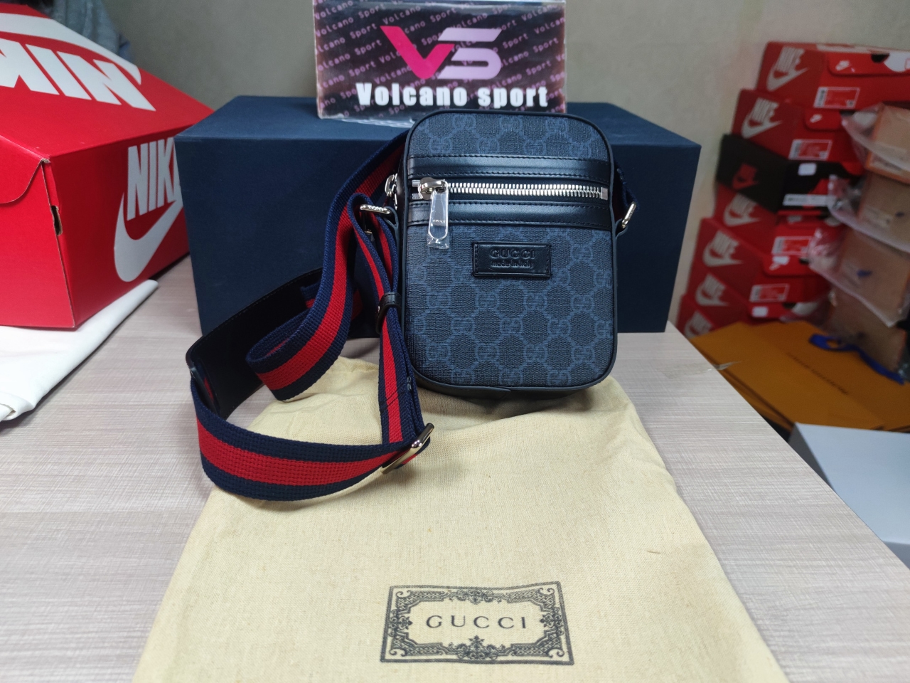 Guc-i Messenger GG Supreme Blue/Red Web Small Black