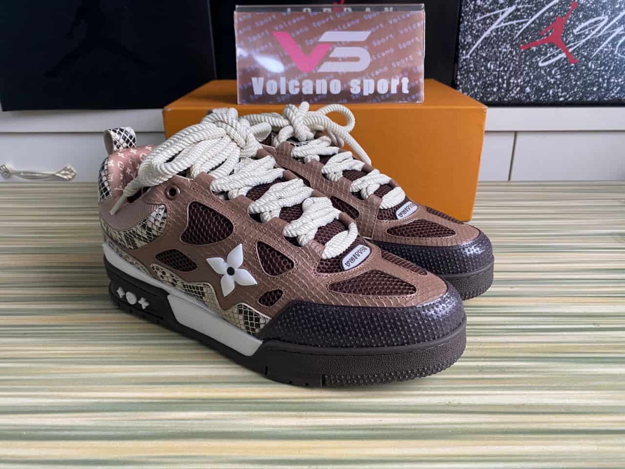 LV Skate Sneaker Brown Snakeskin 1ABM2Y