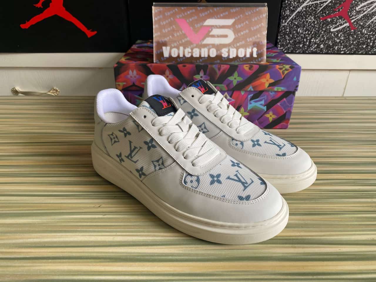 LV White Blue Sneakers