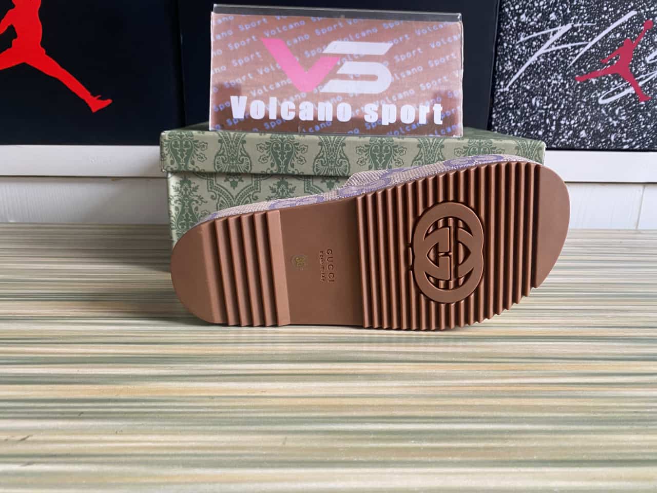 GUCCI Jumbo Platform Slide Sandal Light purple Canvas