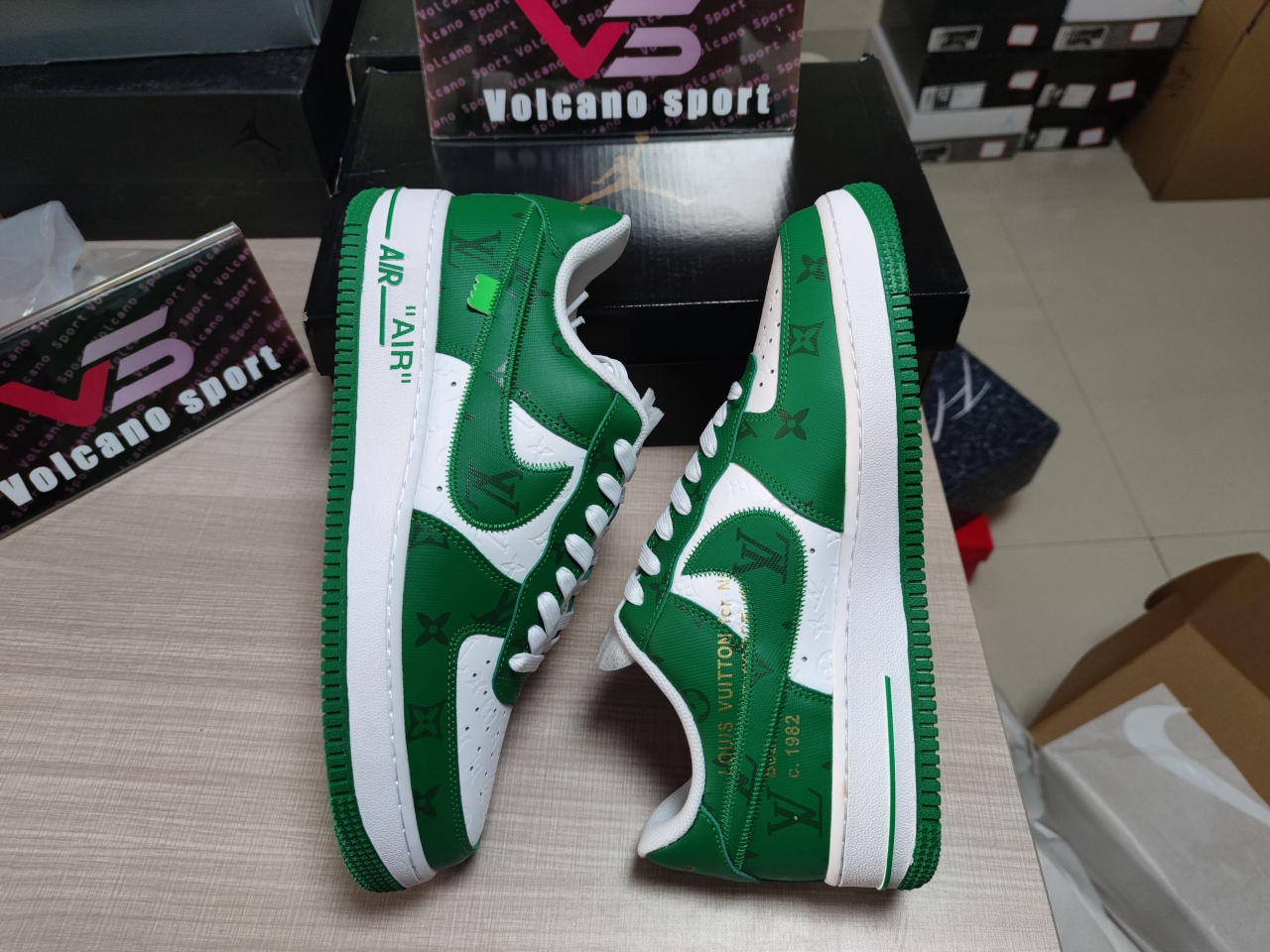 LV x Air Force 1 Low By Virgil Abloh White Green